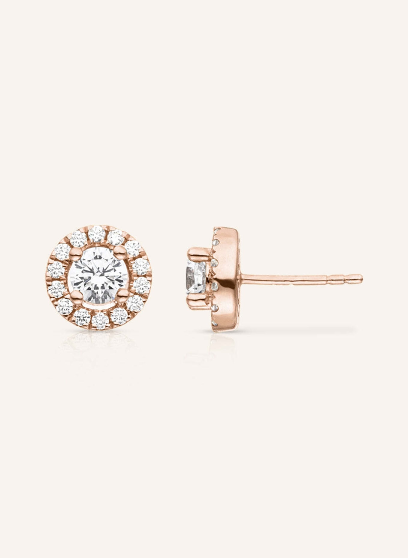 VEYNOU Ohrstecker CAMILLA aus 14 Karat Roségold und 0,80ct. Diamanten: ROSÉGOLD