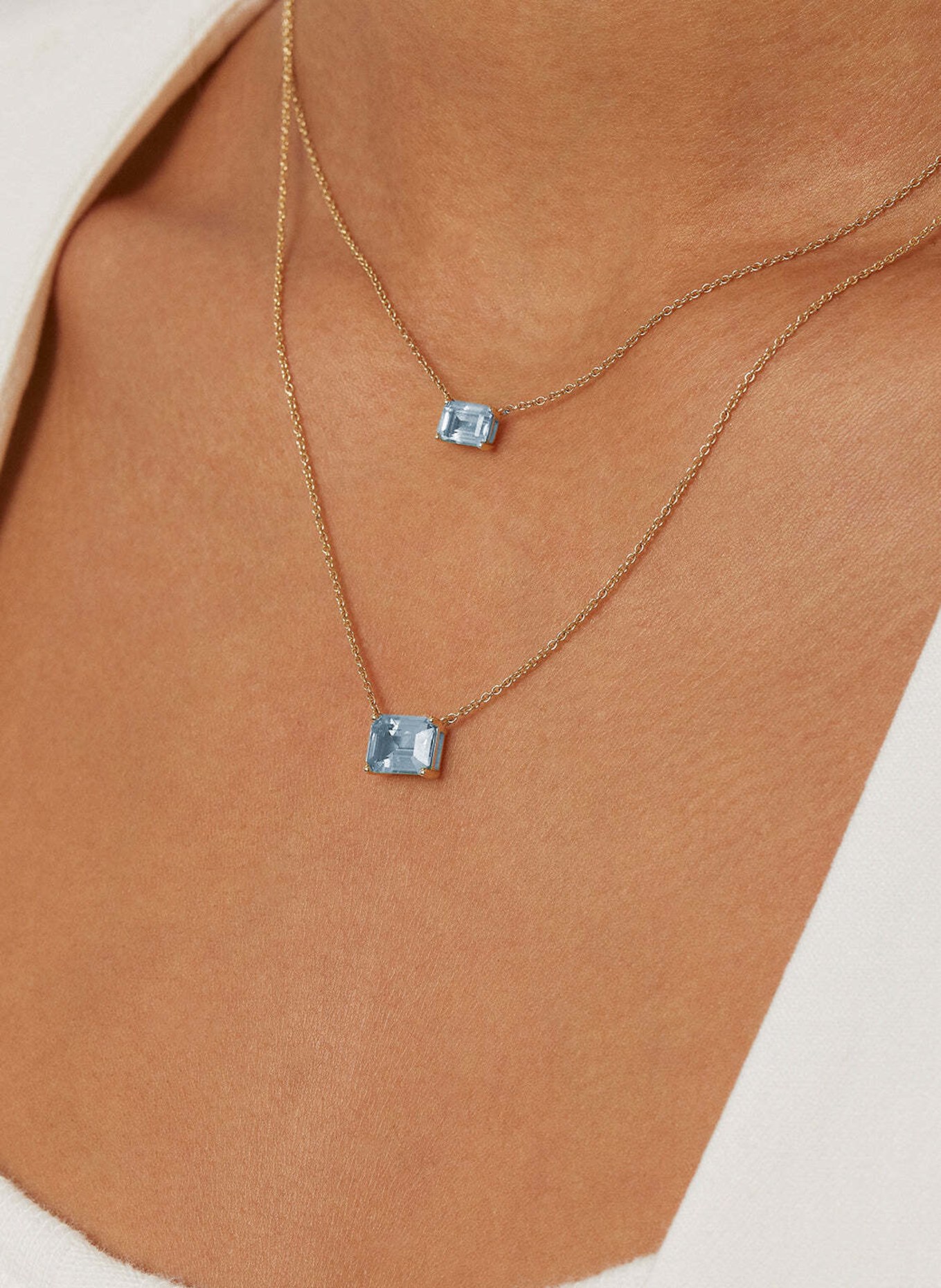 VEYNOU Halskette SORA aus 14 Karat Gelbgold und 1.00ct. lab-grown Aquamarin: GOLD