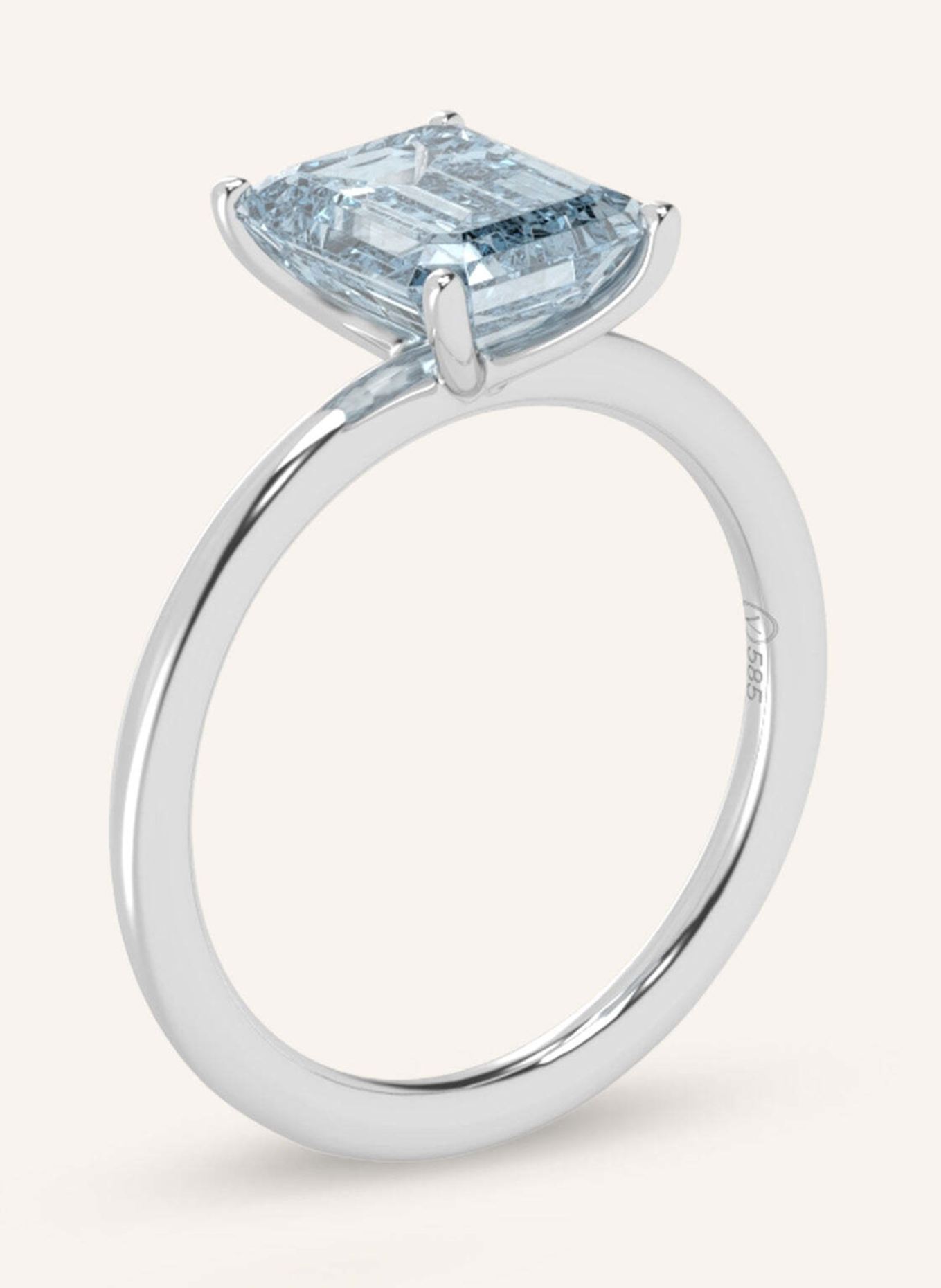 VEYNOU Ring SORA aus 14 Karat Weißgold und 2.00ct. lab-grown Aquamarin: WEISSGOLD