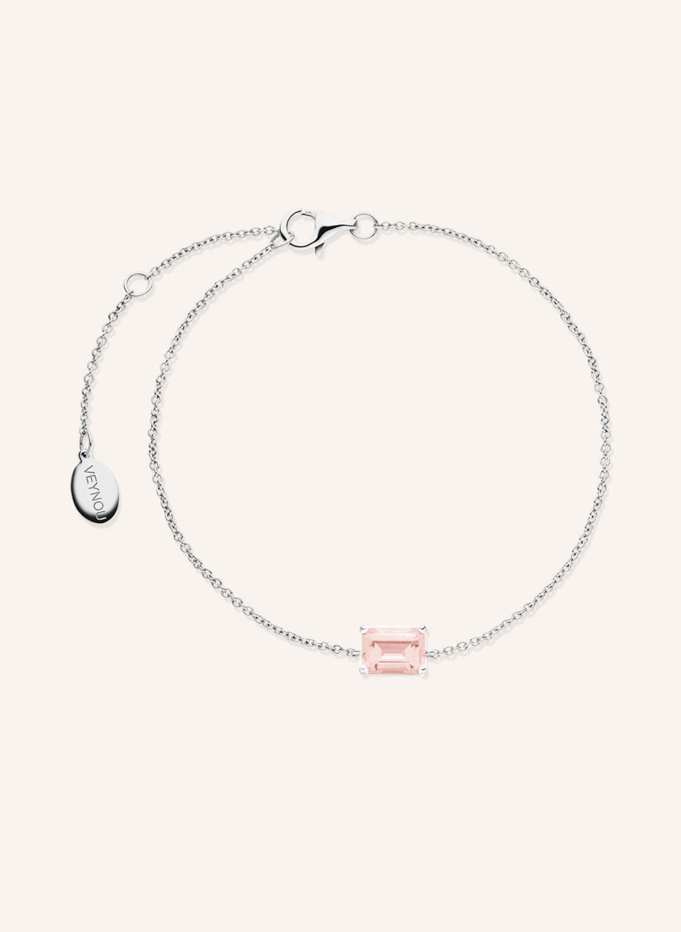 VEYNOU Armband ROSIE aus 14 Karat Weißgold und 1.00ct. lab-grown Morganit: WEISSGOLD