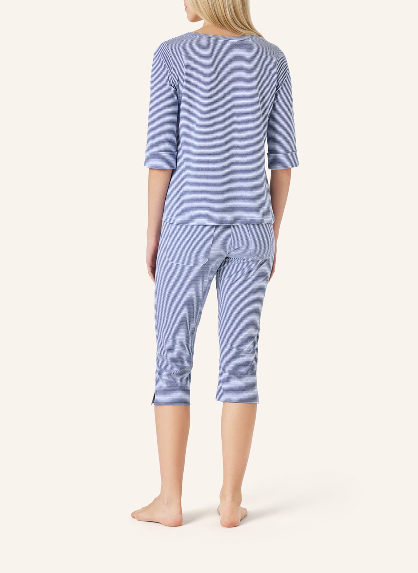 yellamaris Schlafanzug mit 3/4 Arm: BLAUGRAU/ BLAU/ HELLBLAU