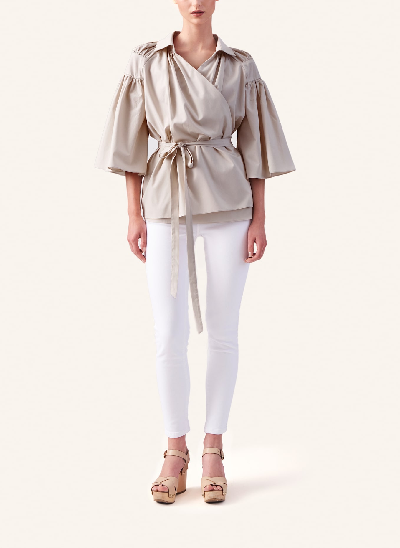 Helene Galwas Wickelbluse aus Baumwolle INKA: BLAU