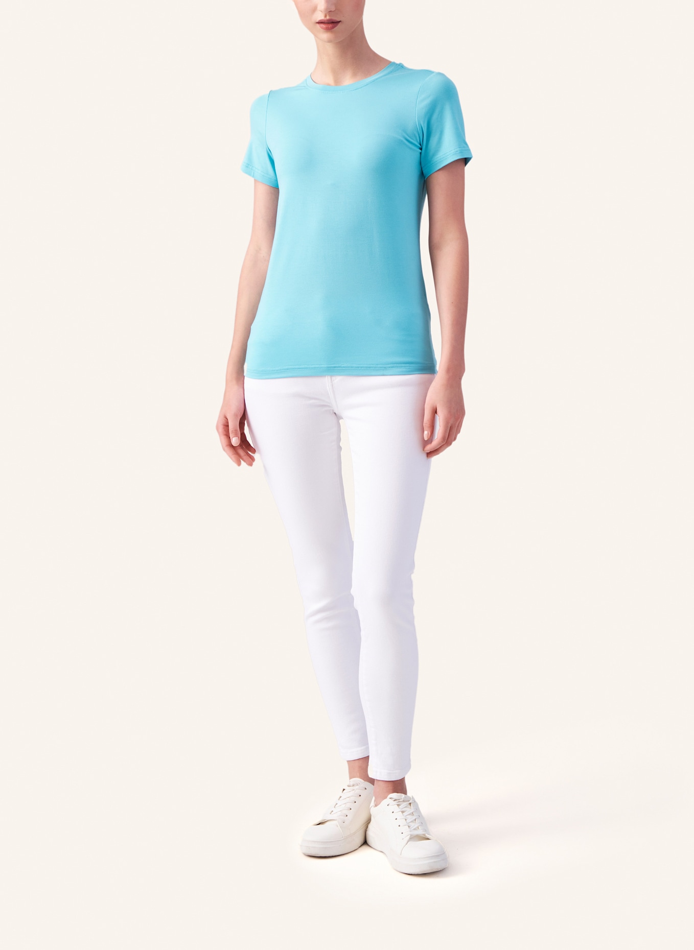 Helene Galwas Basic T-Shirt aus Premium Jersey FRANCA, Farbe: TÜRKIS (Bild 4)