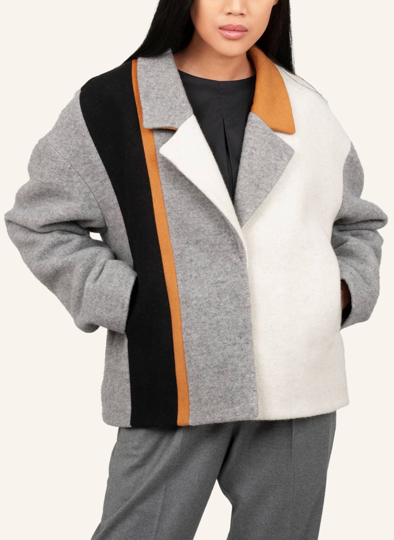 Helene Galwas 2-in-1-Wollmantel ELLA: GRAU