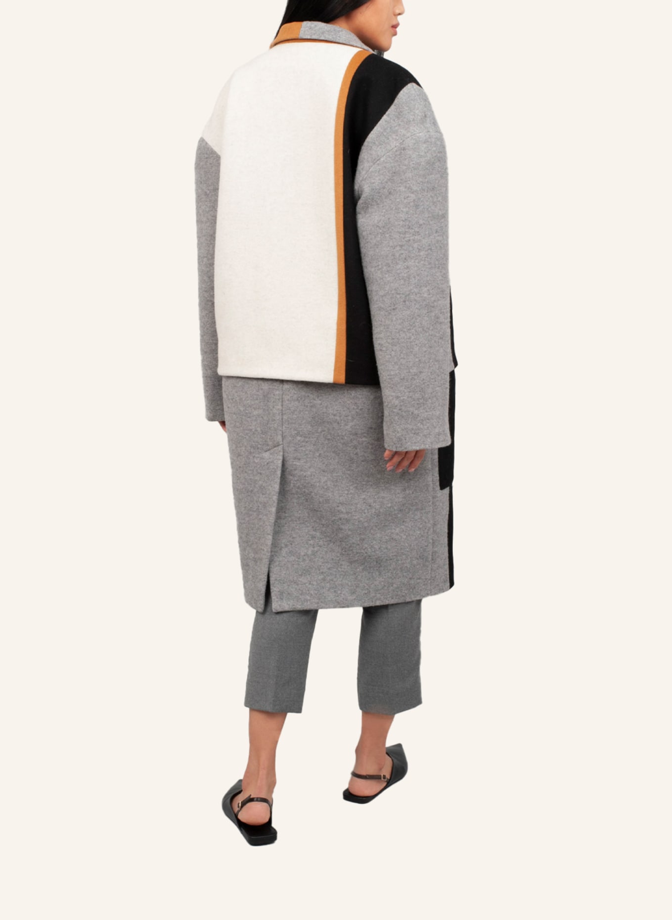 Helene Galwas 2-in-1-Wollmantel ELLA: GRAU