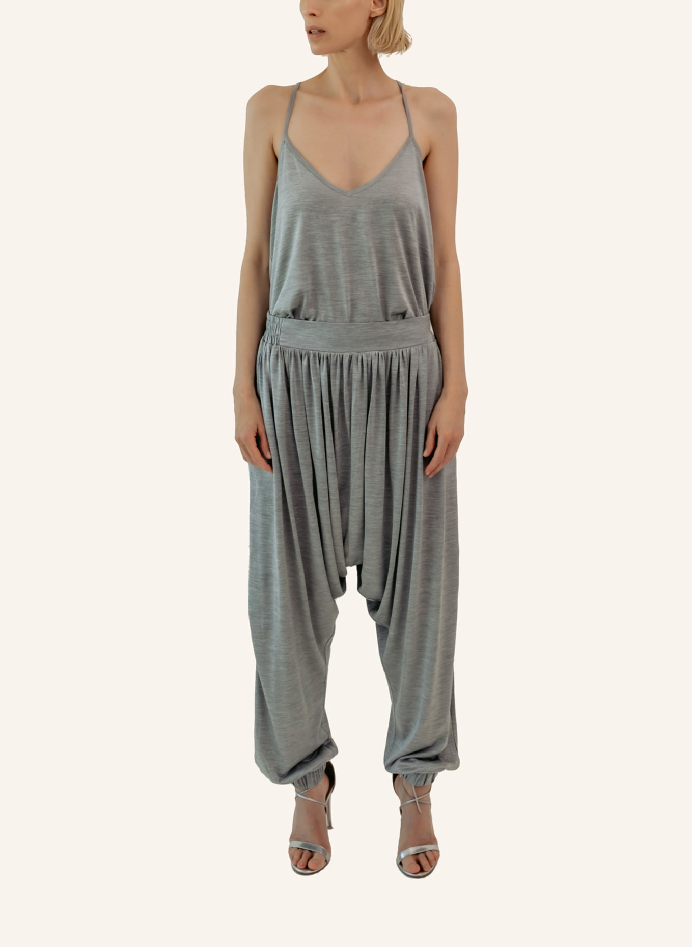 Helene Galwas Sarouel Hose aus Seidenjersey INGRID: GRAU