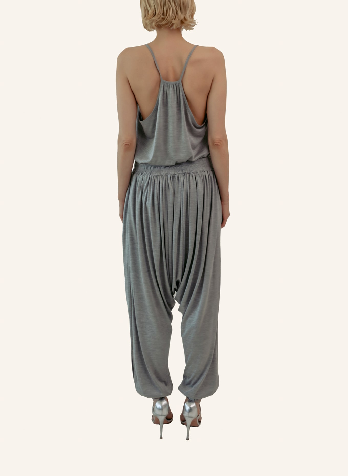 Helene Galwas Sarouel Hose aus Seidenjersey INGRID: GRAU