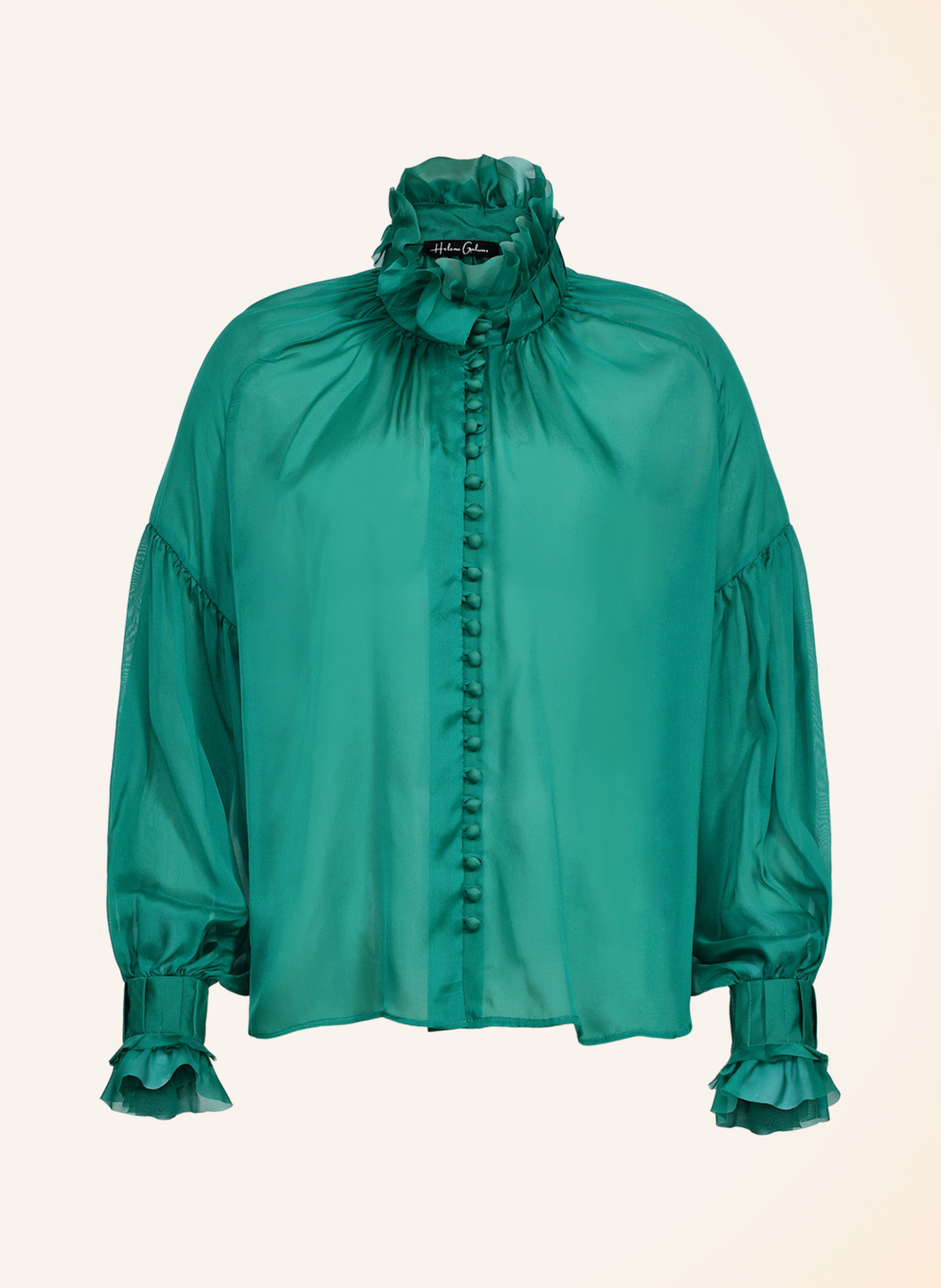Helene Galwas Langarm Bluse aus Chiffonseide BABETT: GRÜN
