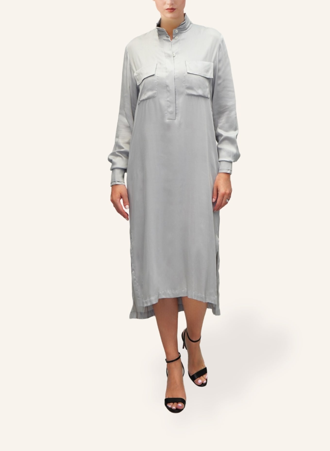 Helene Galwas Midi Hemdkleid aus Seide BRITTA: SILBER
