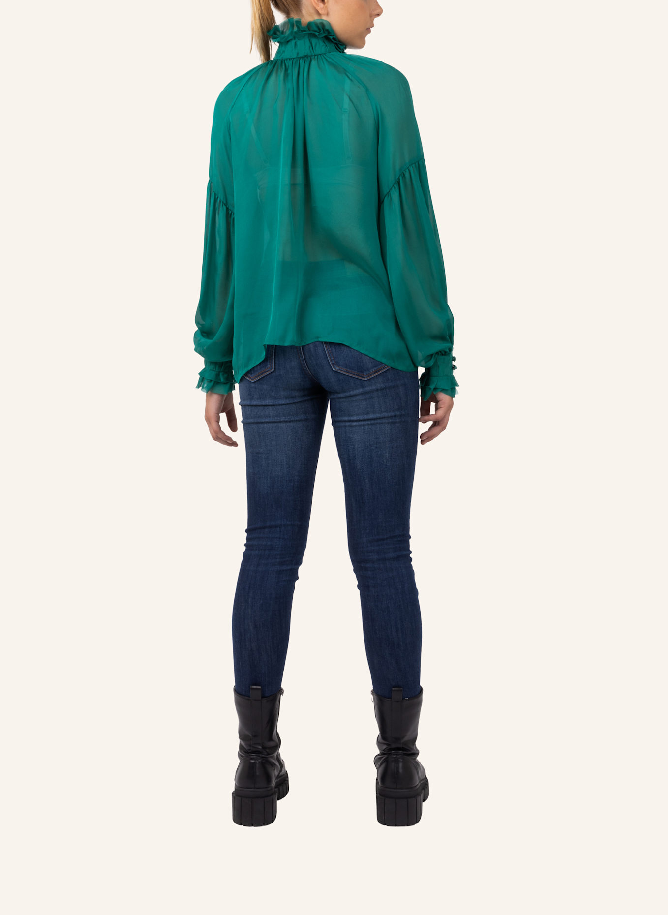 Helene Galwas Langarm Bluse aus Chiffonseide BABETT: GRÜN