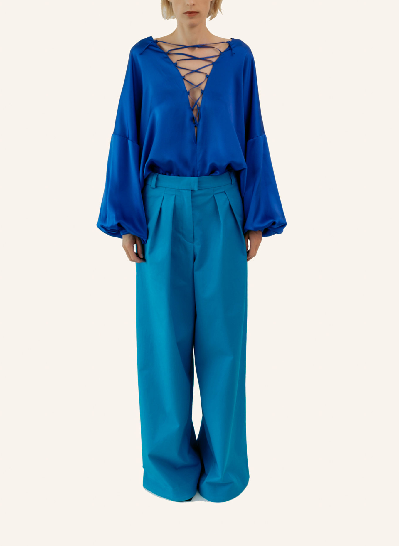 Helene Galwas Hose aus Baumwolle IRENA: HELLBLAU