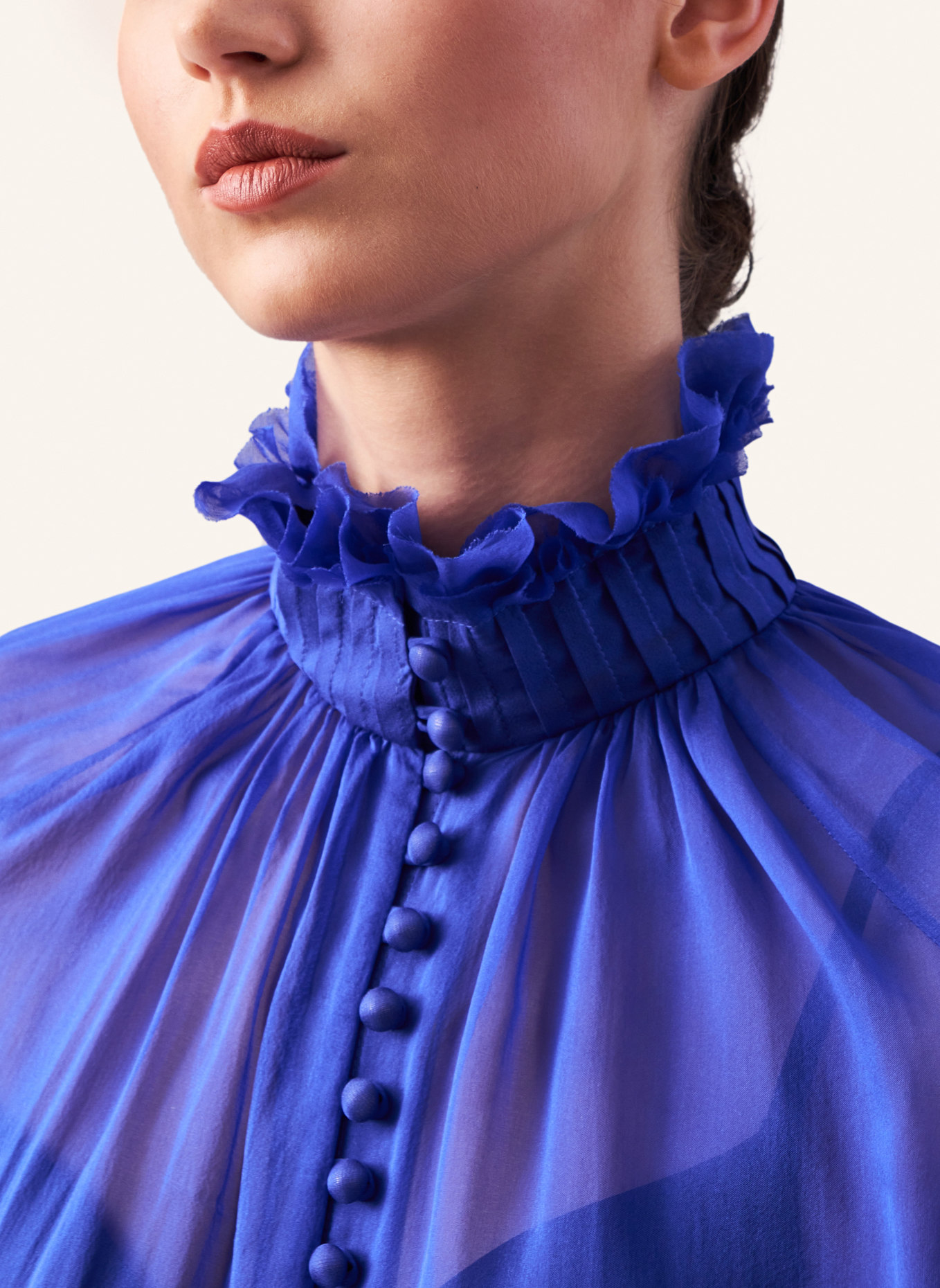 Helene Galwas Langarm Bluse aus Chiffonseide BABETT: BLAU