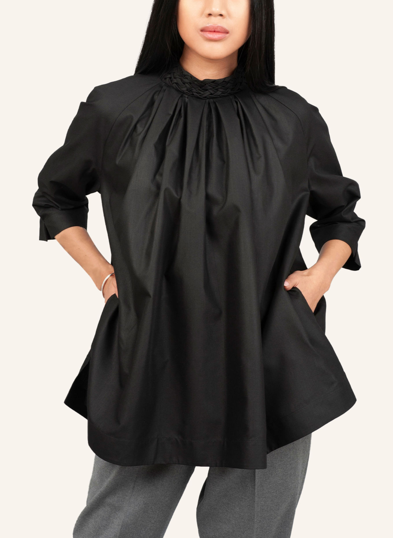 Helene Galwas Bluse aus Baumwolle EMILY: SCHWARZ