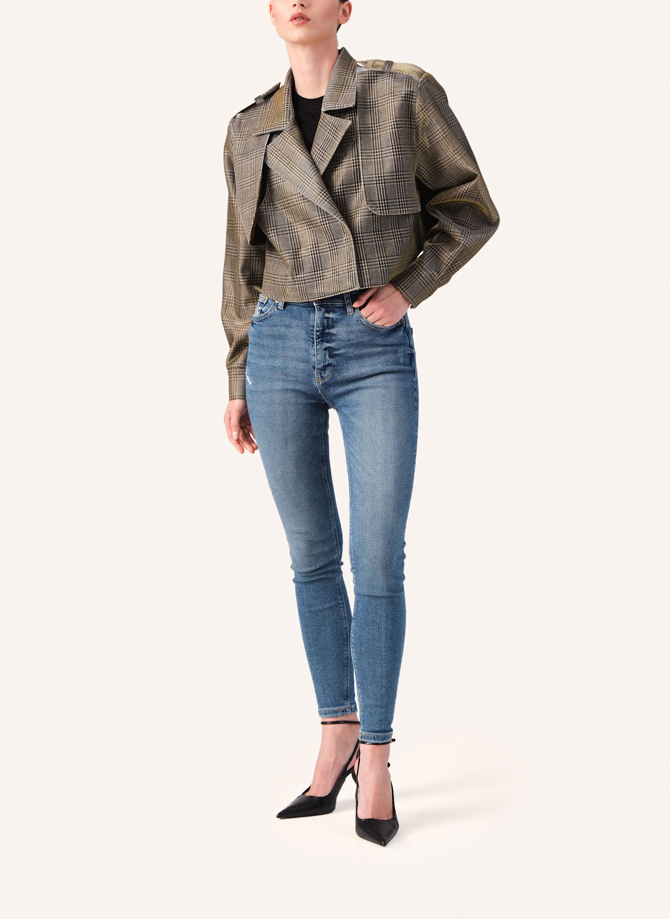 Helene Galwas Karierte Kurzjacke JEMINA: GOLD
