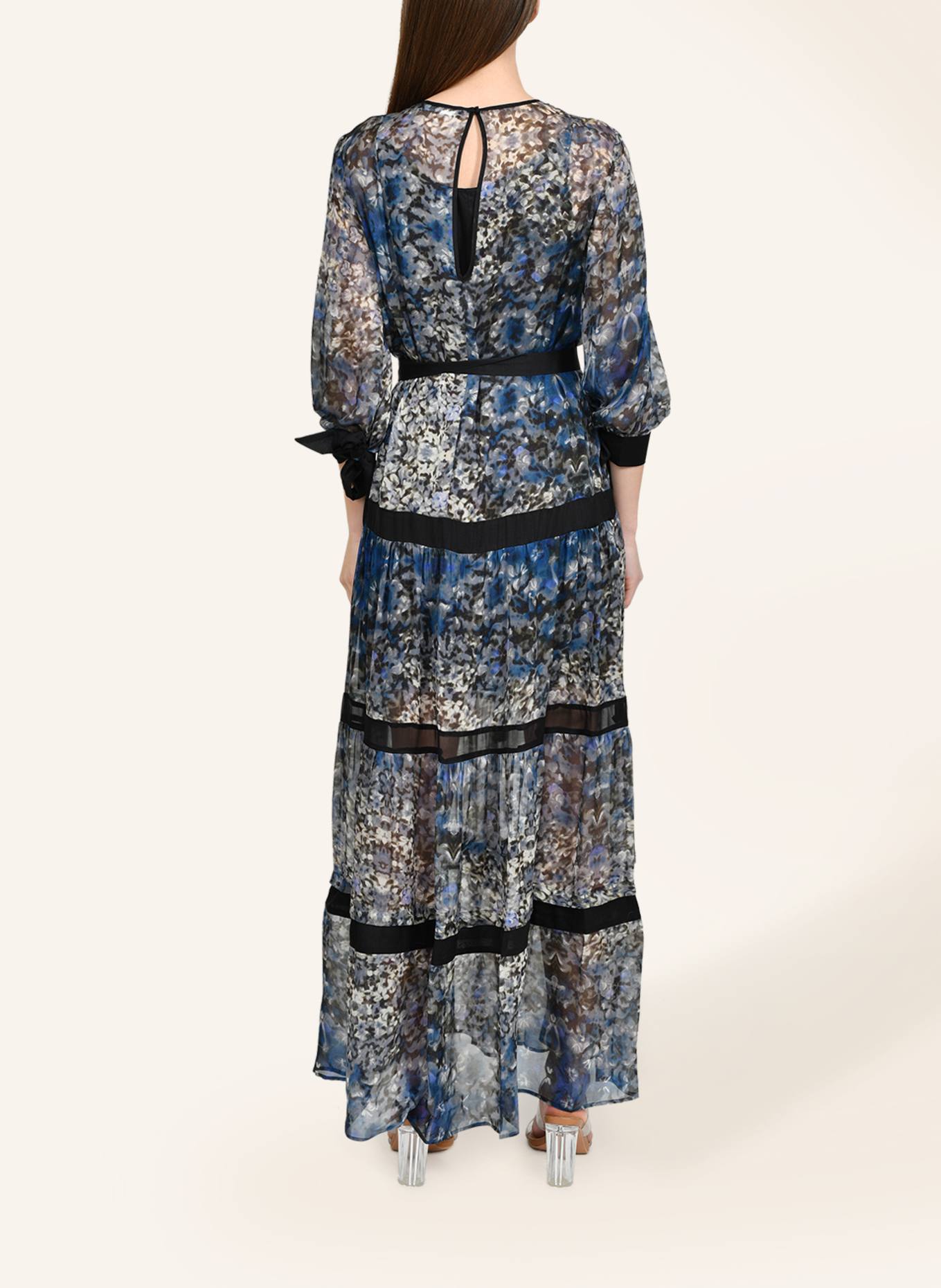 Helene Galwas Seidenkleid mit abnehmbaren Volants BENITA: BLAU