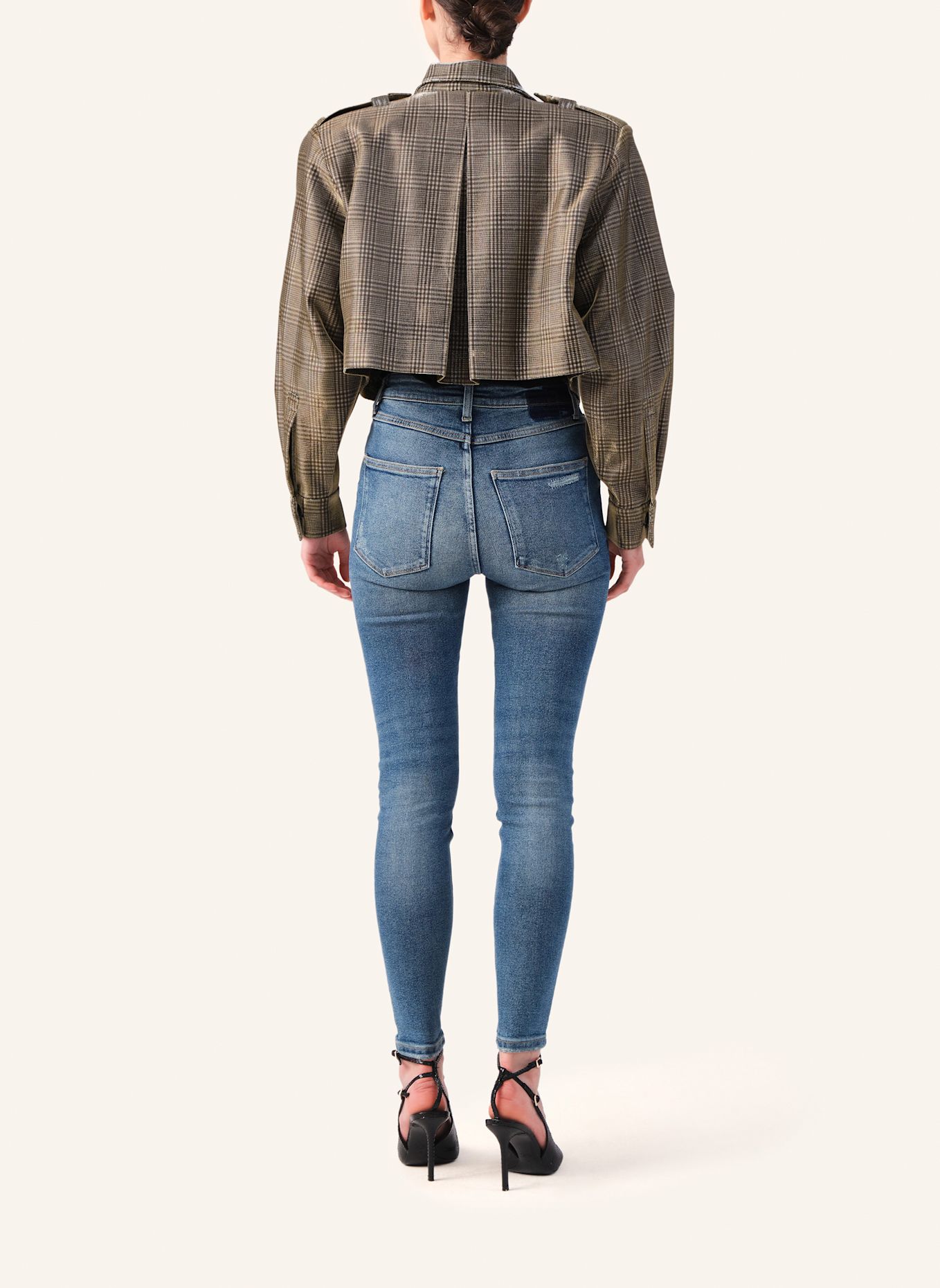 Helene Galwas Karierte Kurzjacke JEMINA: GOLD