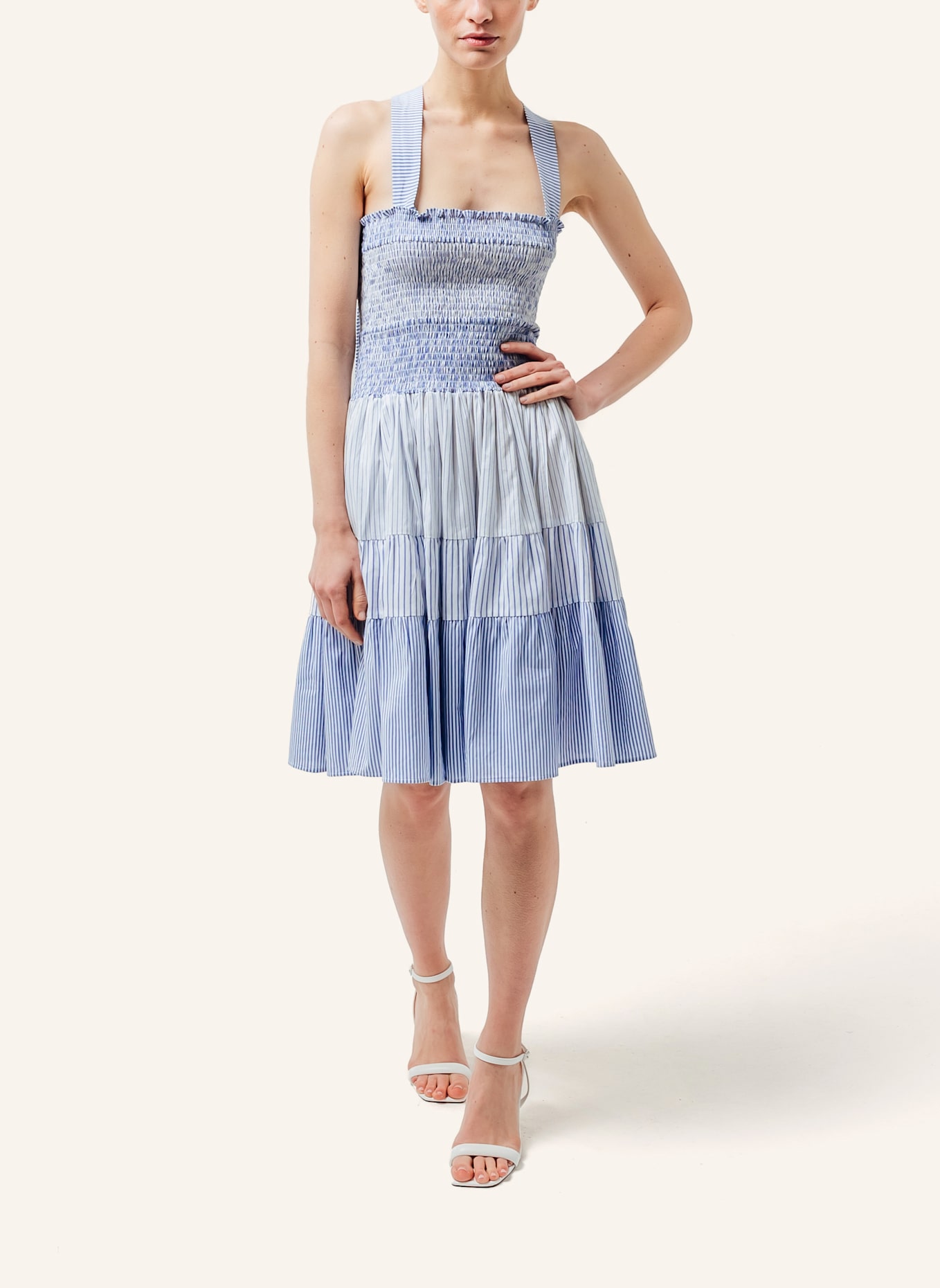 Helene Galwas Midikleid KENI: BLAU/ WEISS
