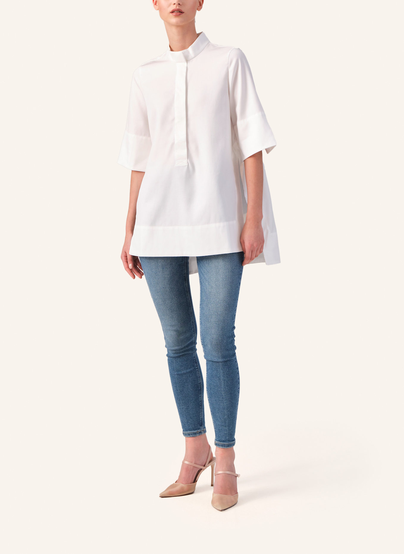 Helene Galwas Weite Tunikabluse aus festem Lyocell IVOLGA: WEISS