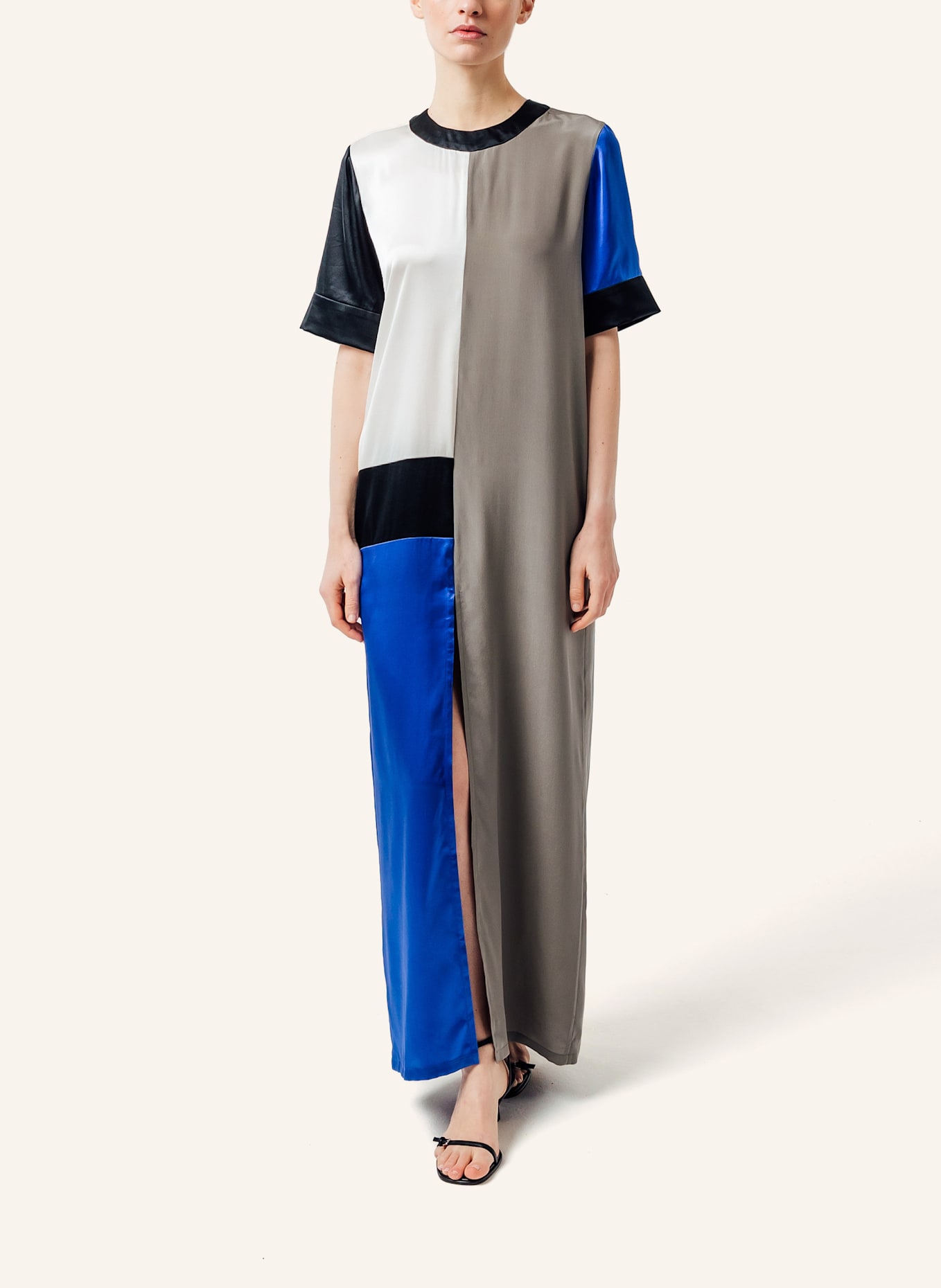 Helene Galwas Maxikleid KERSTIN: GRAU / WEISS / BLAU
