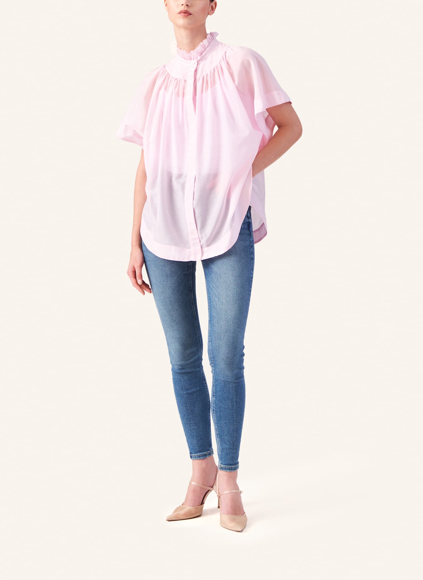 Helene Galwas Bluse aus Baumwoll-Seiden Mischung IDIS: HELLROSA