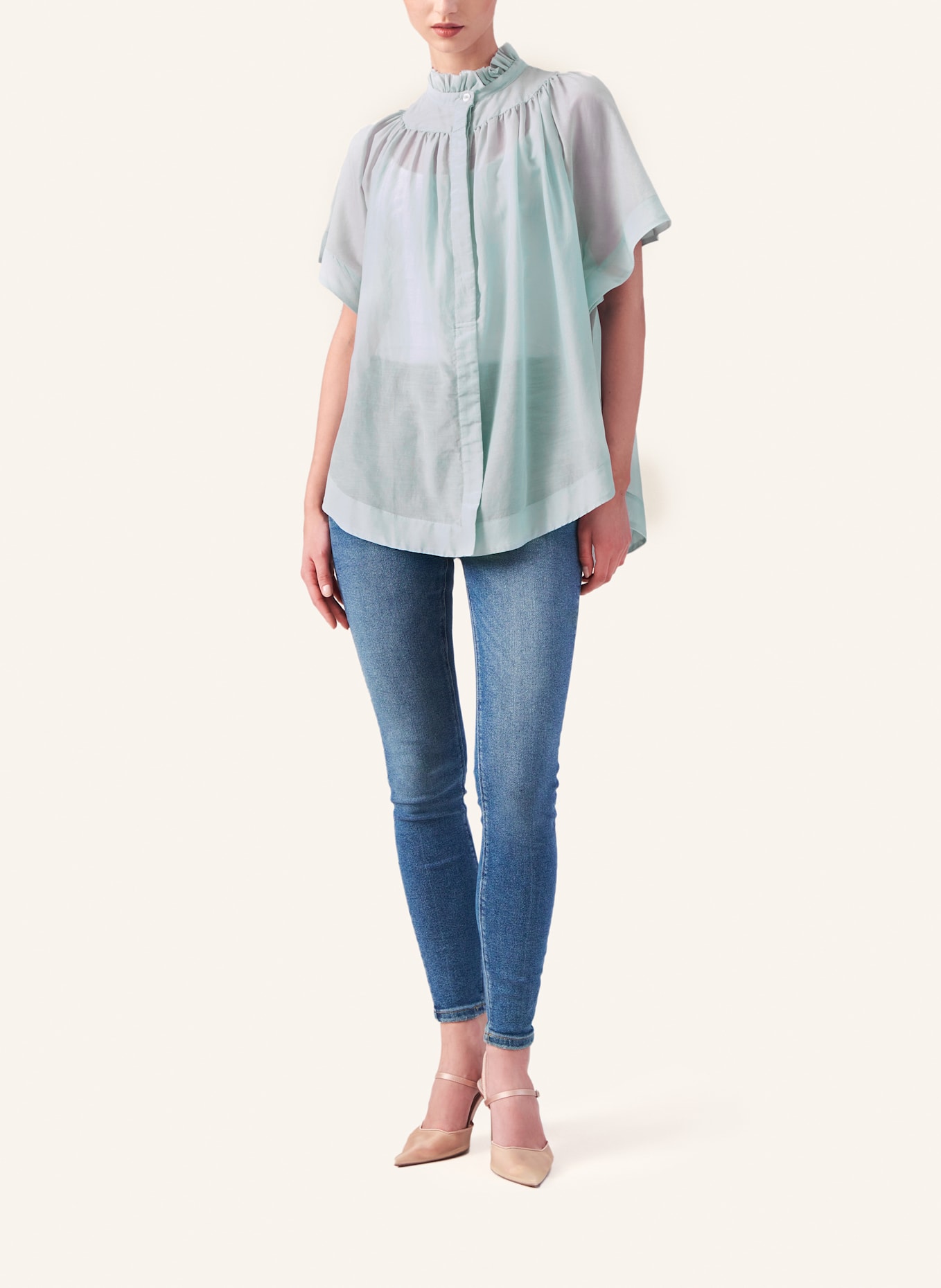 Helene Galwas Bluse aus Baumwoll-Seiden Mischung IDIS: HELLBLAU