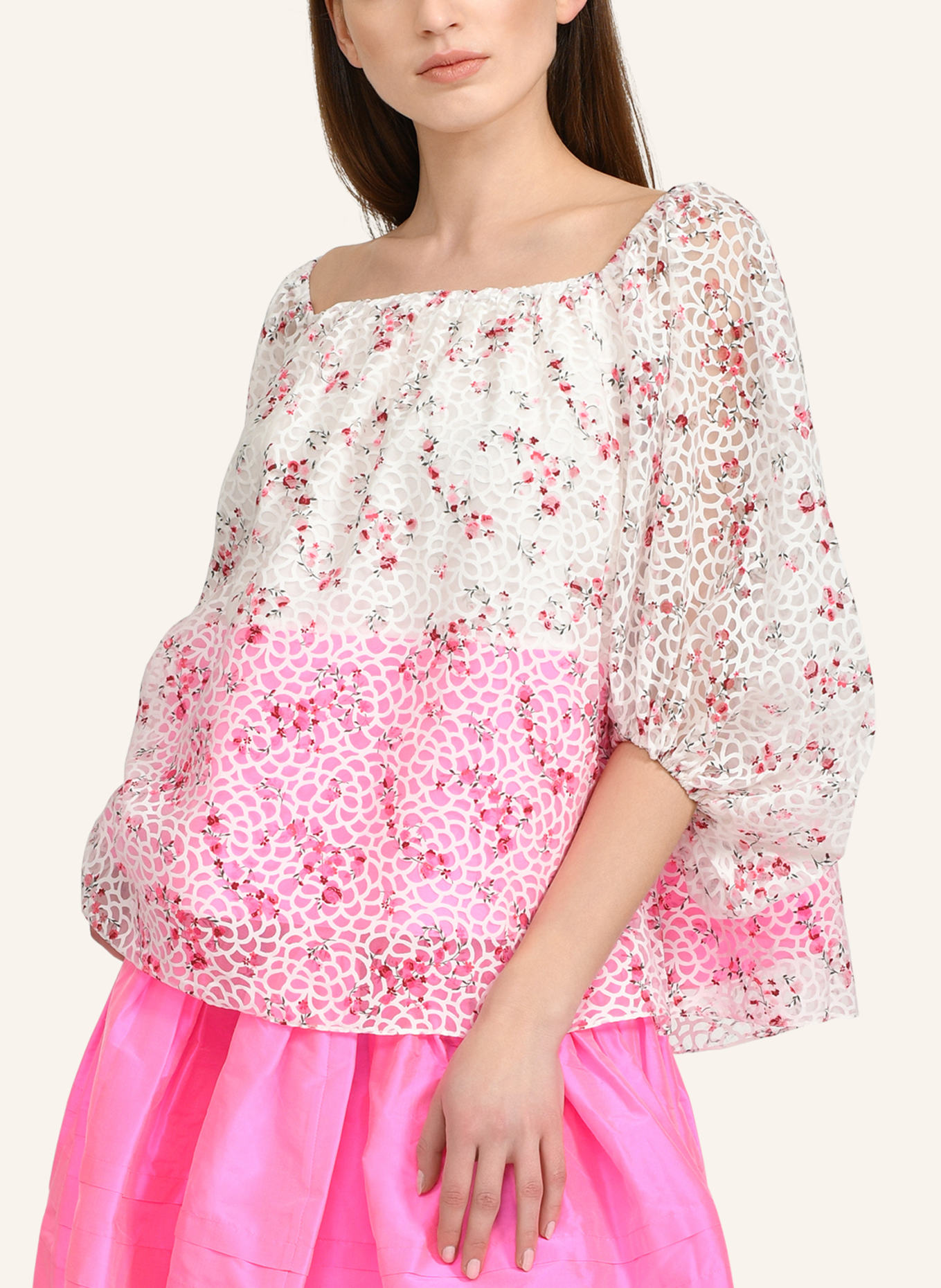 Helene Galwas Carmenbluse FIBI: WEISS/ ROSA/ ROT