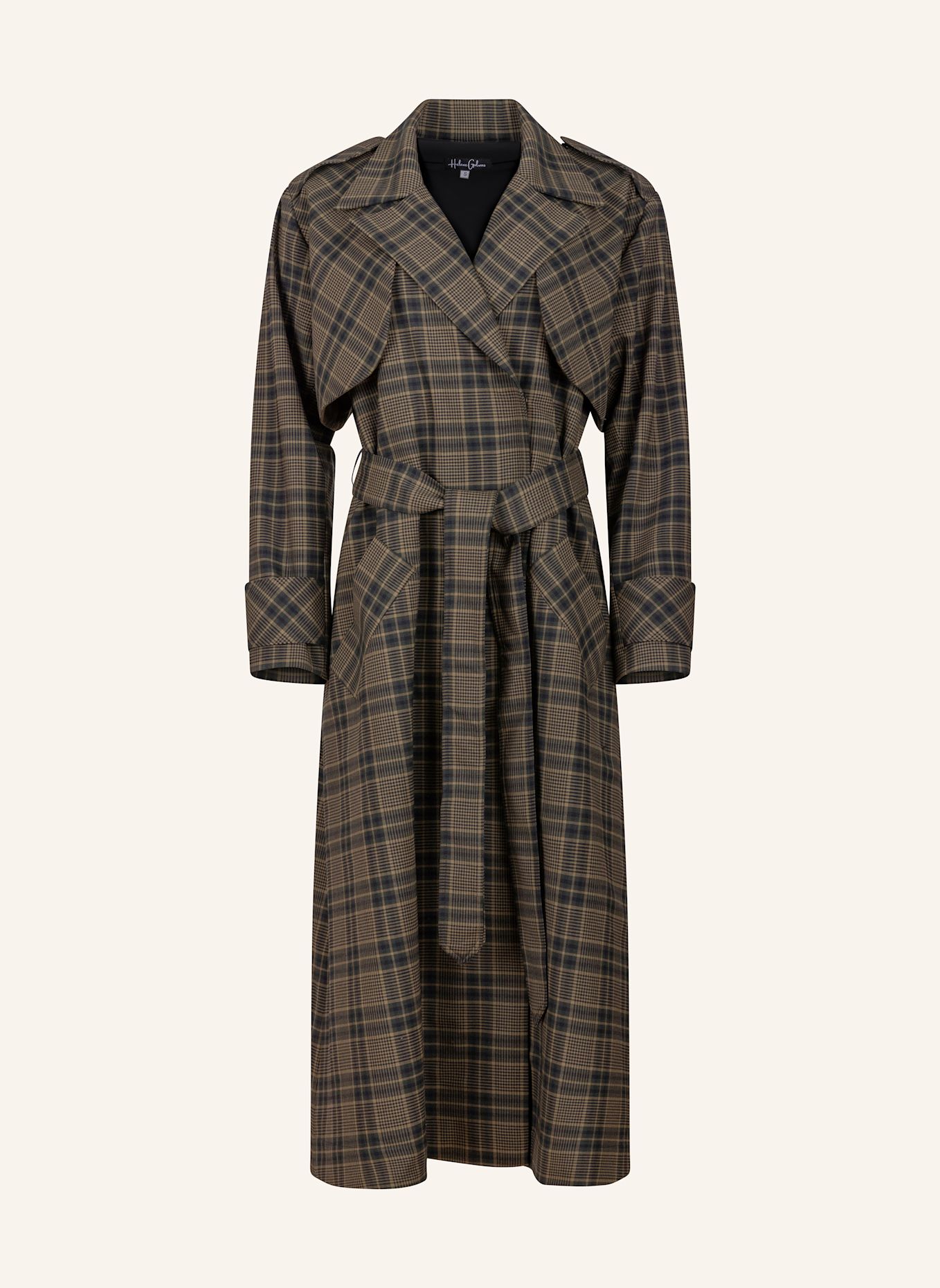 Helene Galwas Karierter Maxi Trenchcoat JARLA: OLIV