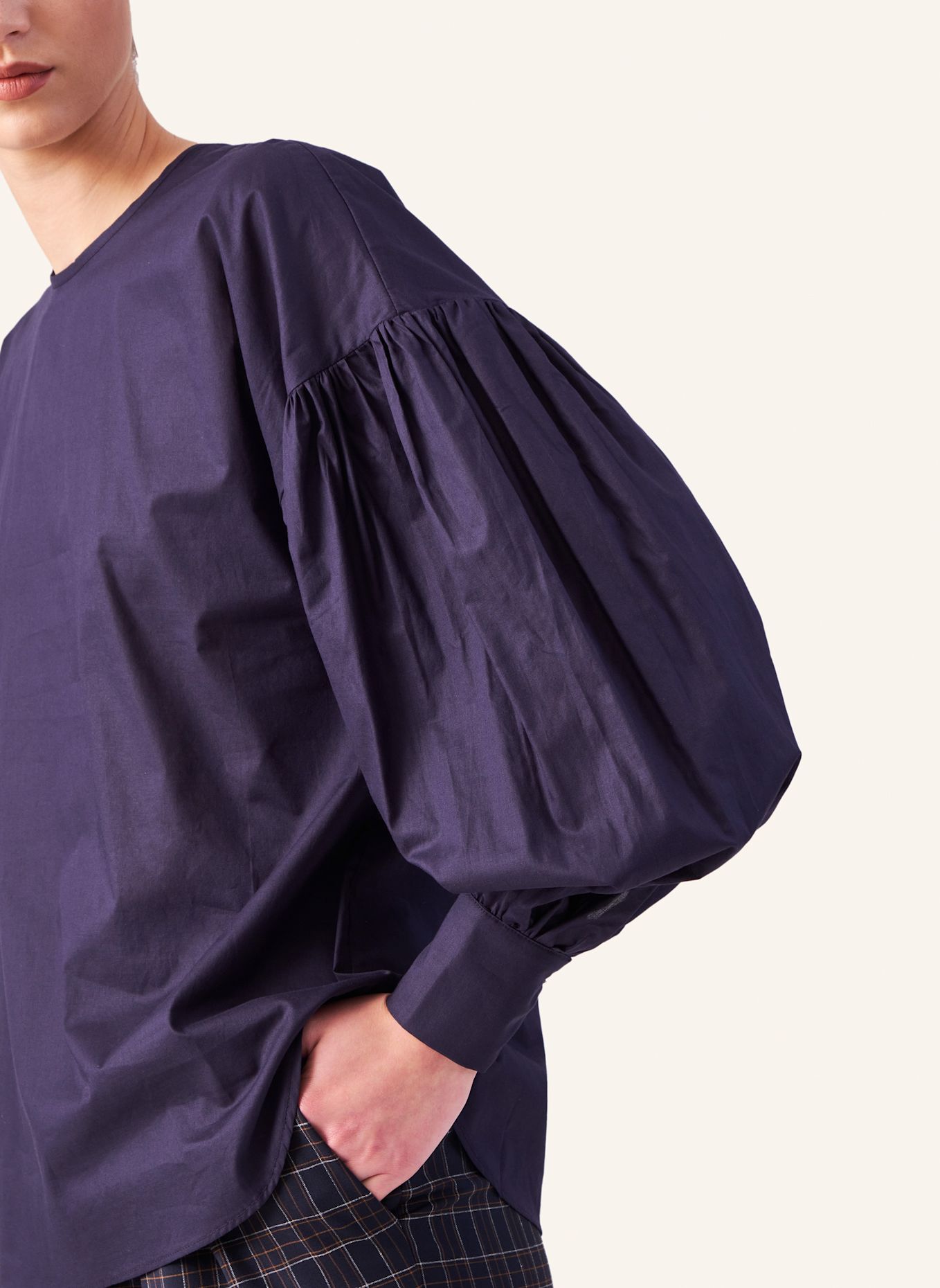 Helene Galwas Langarm Bluse aus Baumwolle HADLEY: BLAU