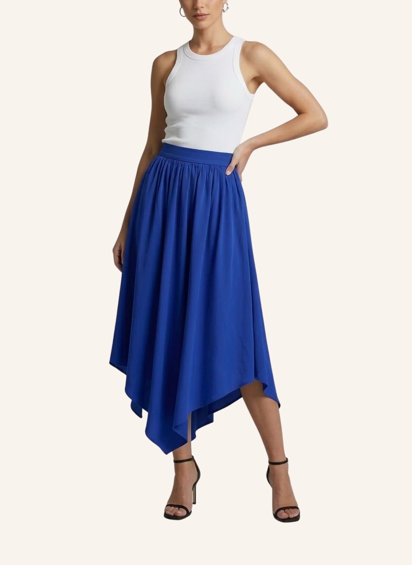 Helene Galwas Rock aus Seidensatin ILKARE: BLAU