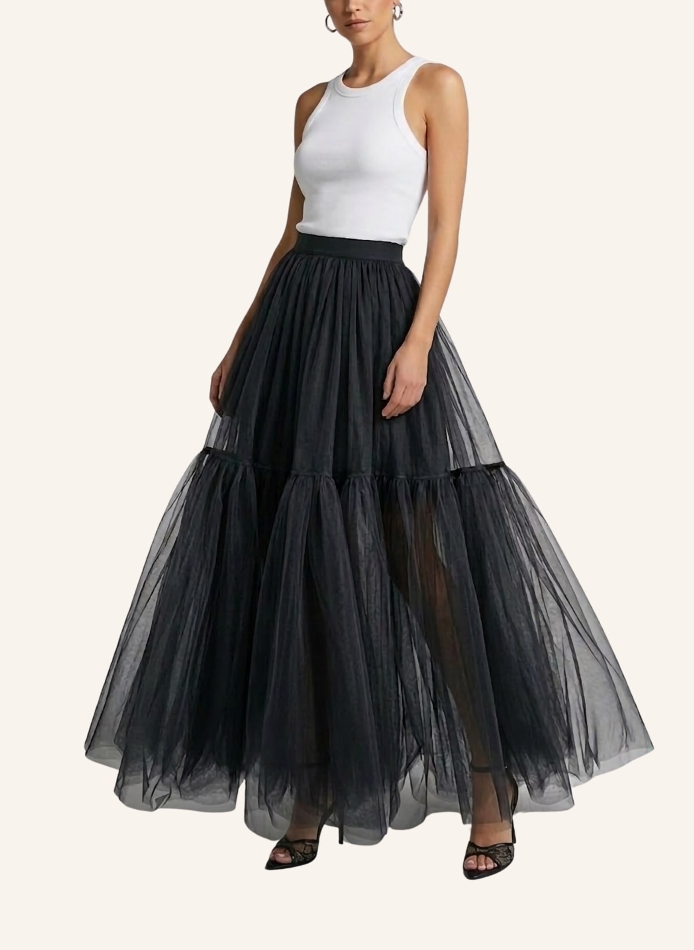 Helene Galwas Maxirock aus Tüll MIREYA: SCHWARZ