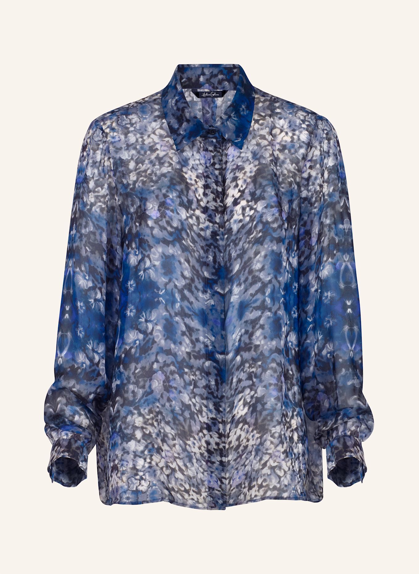 Helene Galwas Bluse aus bedruckter Chiffonseide LISA: BLAU