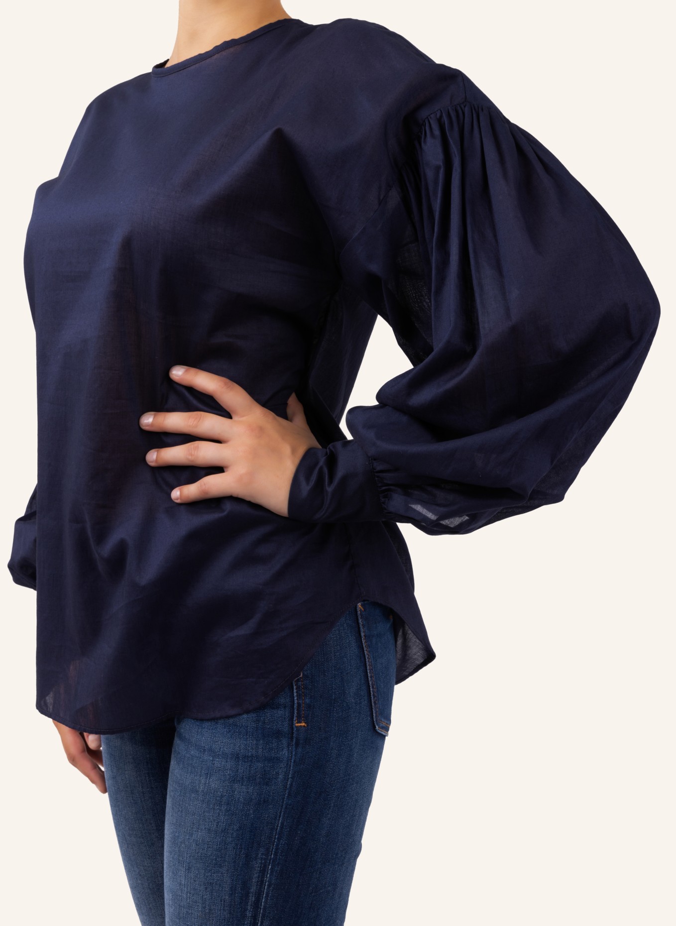 Helene Galwas Langarm Bluse aus Baumwolle HADLEY, Farbe: BLAU (Bild 3)