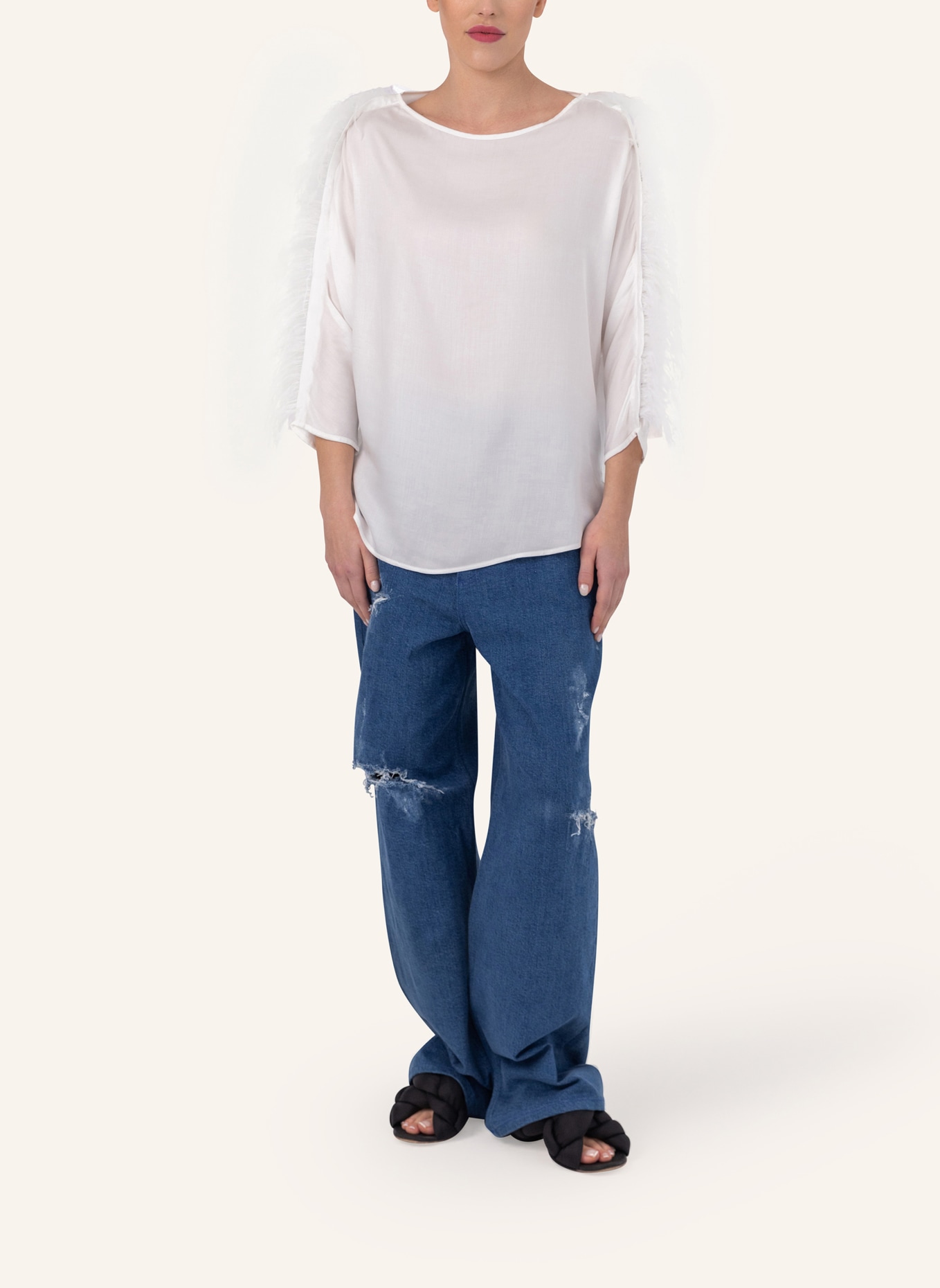 Helene Galwas T-Shirt mit abnehmbaren Federn ABBA, Farbe: WEISS (Bild 4)