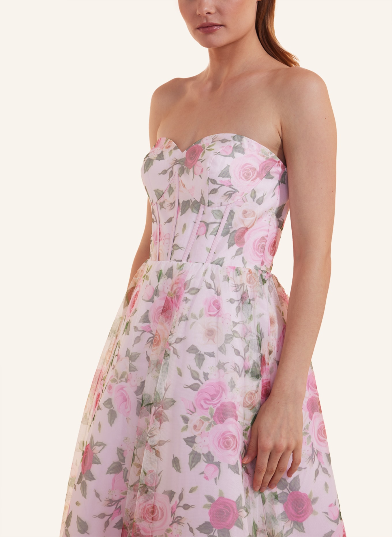 unique Abendkleid FLOWER POWER DRESS, Farbe: ROSÉ (Bild 2)