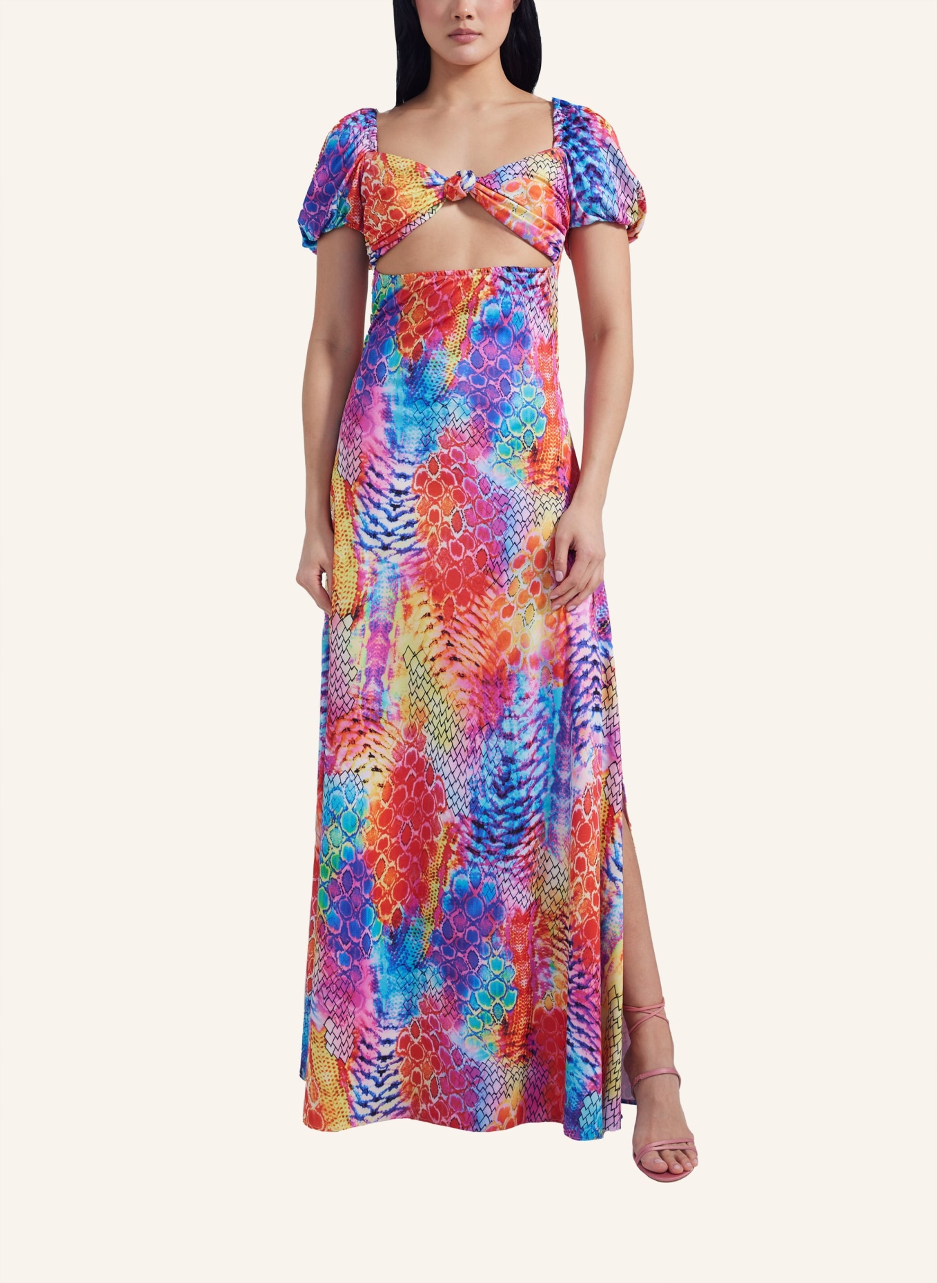 ADLYSH Abendkleid TROPICAL WILDERNESS DRESS, Farbe: BLAU/ ORANGE (Bild 4)