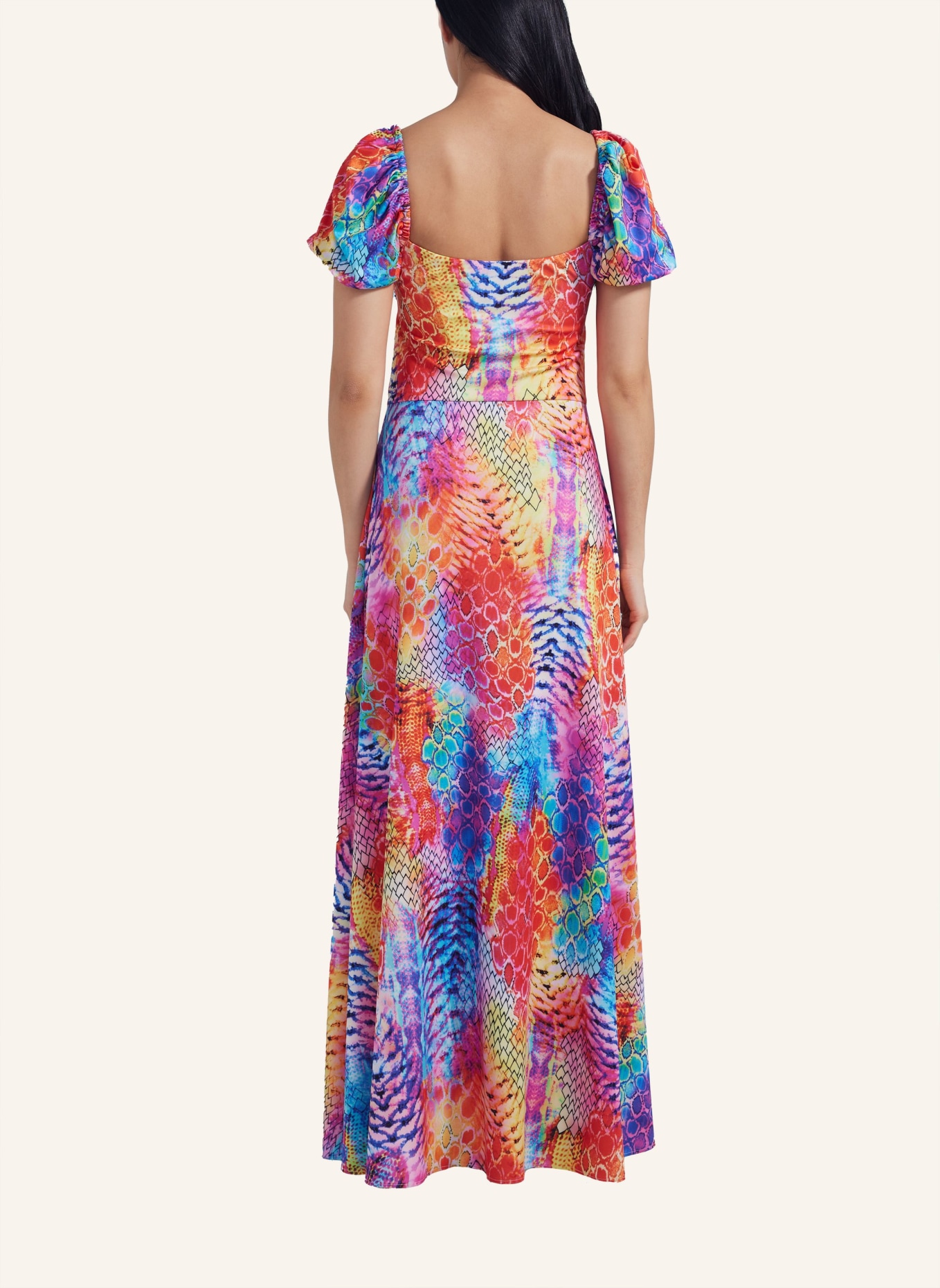ADLYSH Abendkleid TROPICAL WILDERNESS DRESS, Farbe: BLAU/ ORANGE (Bild 3)