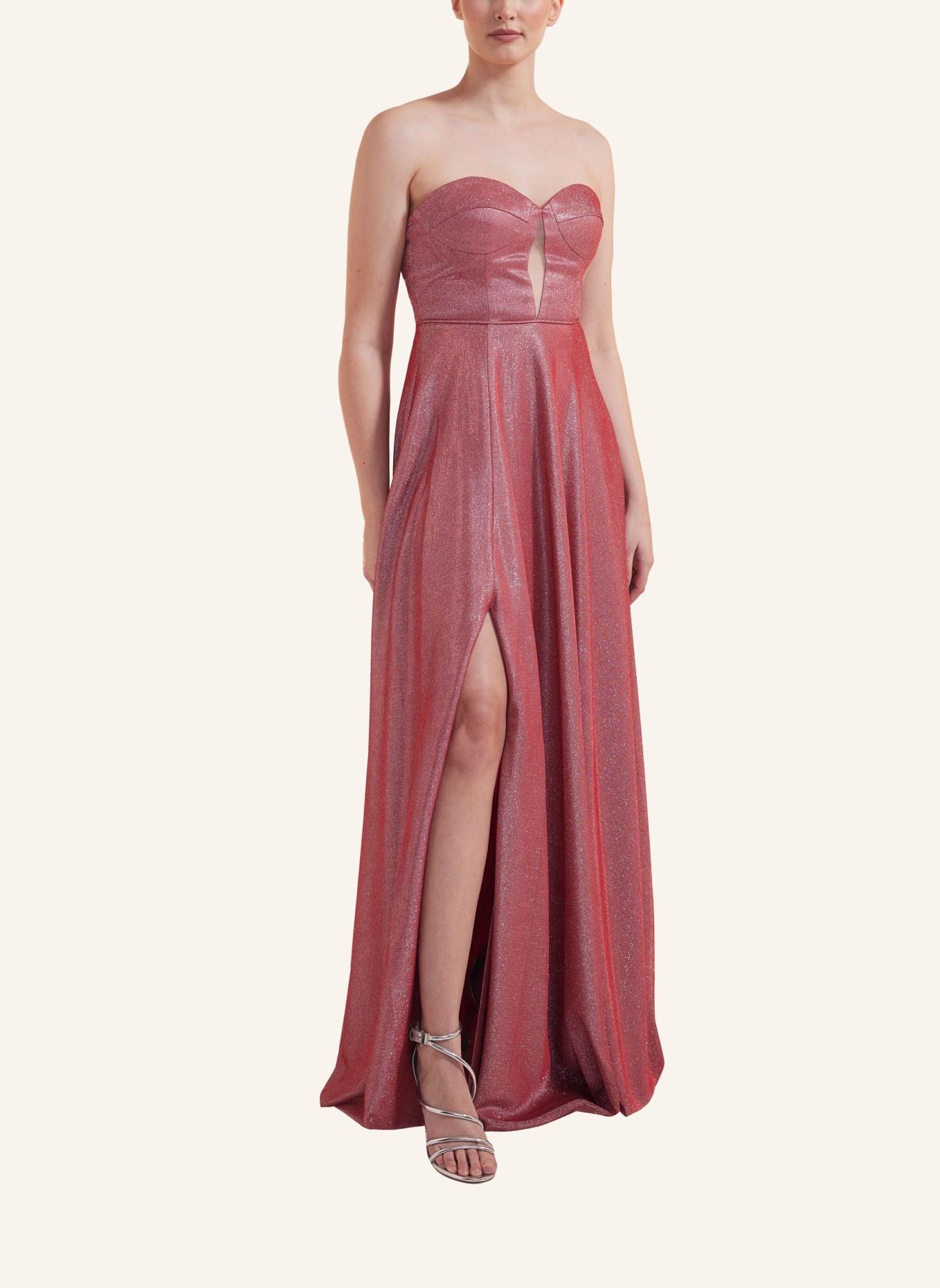 unique Abendkleid SPARKLY GLITTER DRESS, Farbe: ROT (Bild 4)