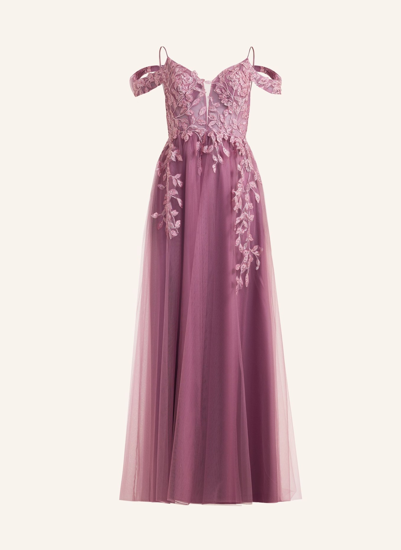 unique Abendkleid FALLING LEAVES DRESS, Farbe: ROSÉ (Bild 1)