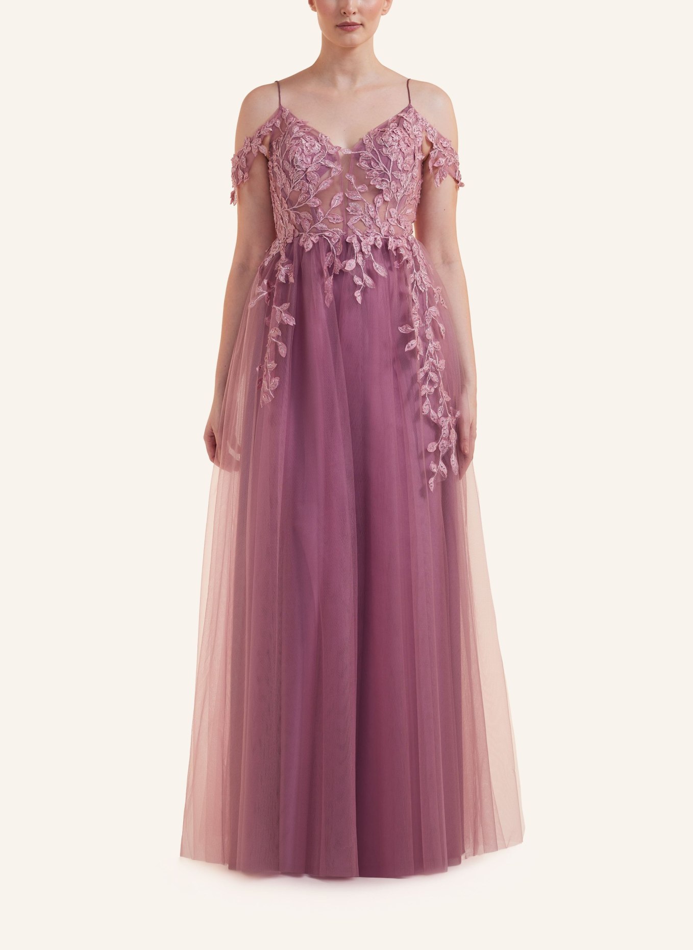 unique Abendkleid FALLING LEAVES DRESS, Farbe: ROSÉ (Bild 4)