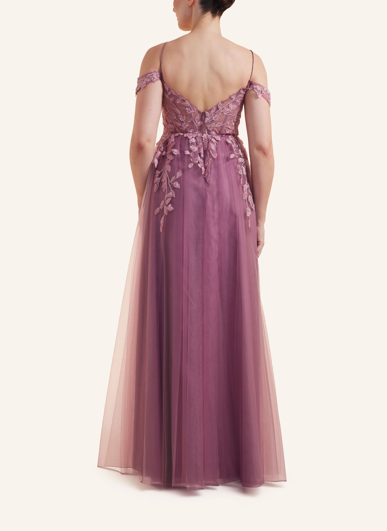 unique Abendkleid FALLING LEAVES DRESS, Farbe: ROSÉ (Bild 3)