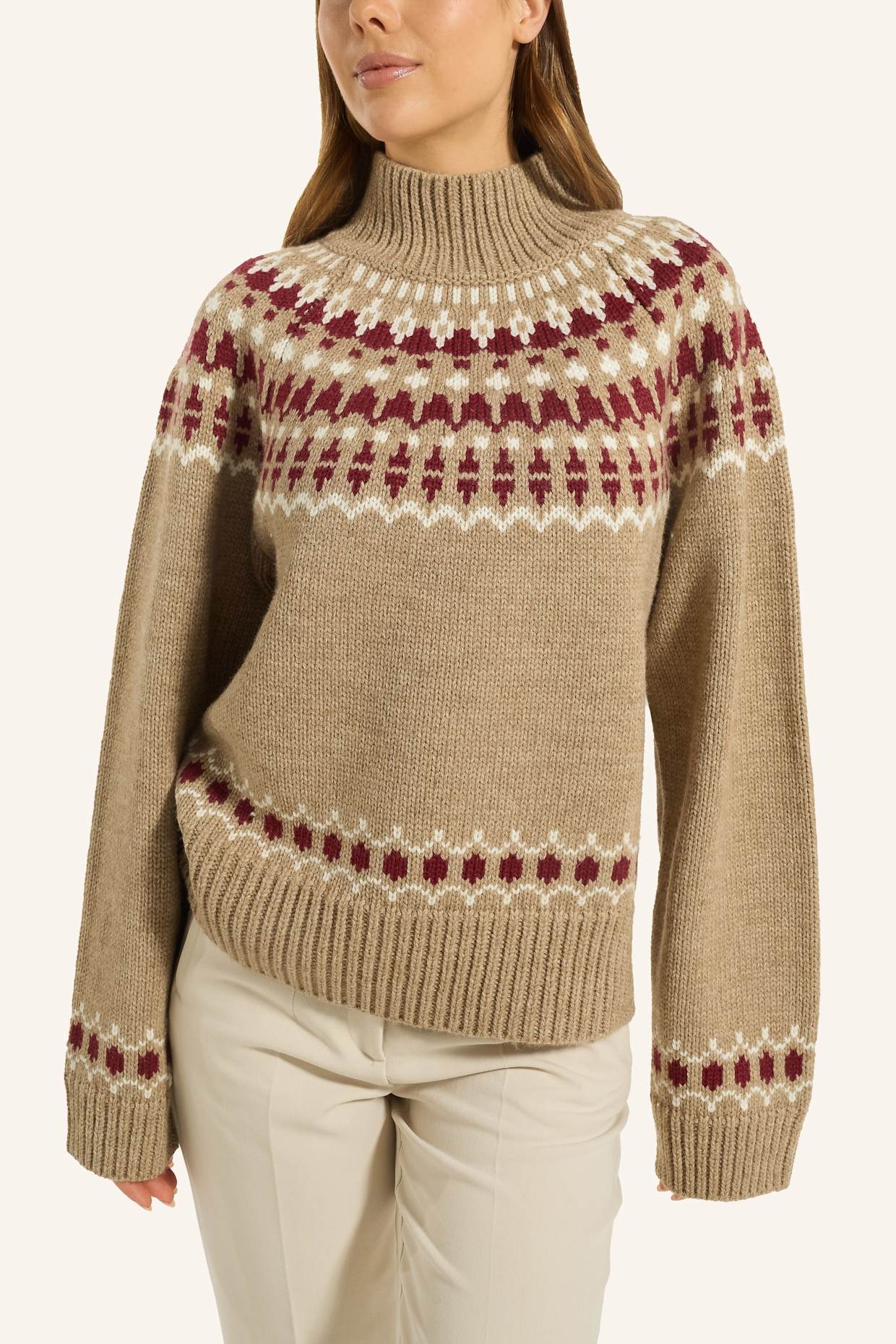 ADLYSH WOLLPULLOVER MIT JACQUARDMUSTER: BRAUN