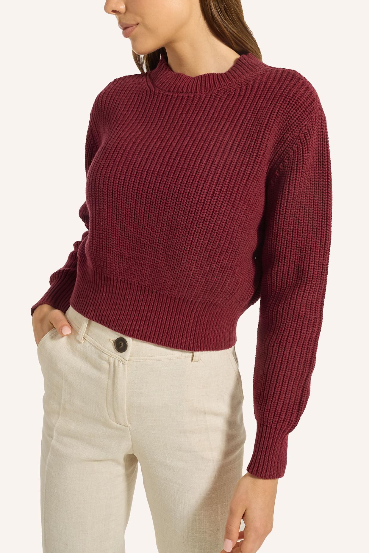 ADLYSH KURZER STRICKPULLOVER AUS BAUMWOLLE: ROT