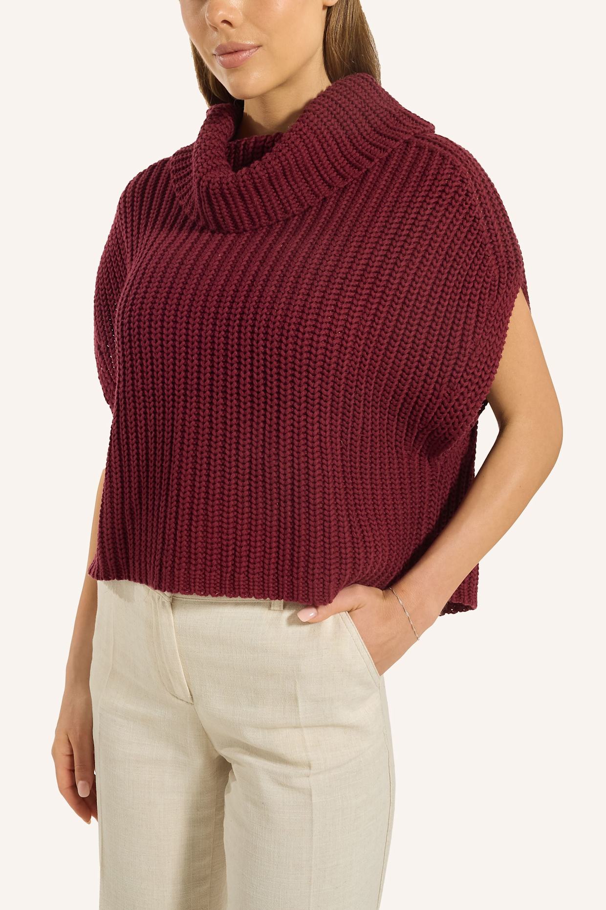 ADLYSH Pullover STRICKPULLUNDER AUS BAUMWOLLE: ROT