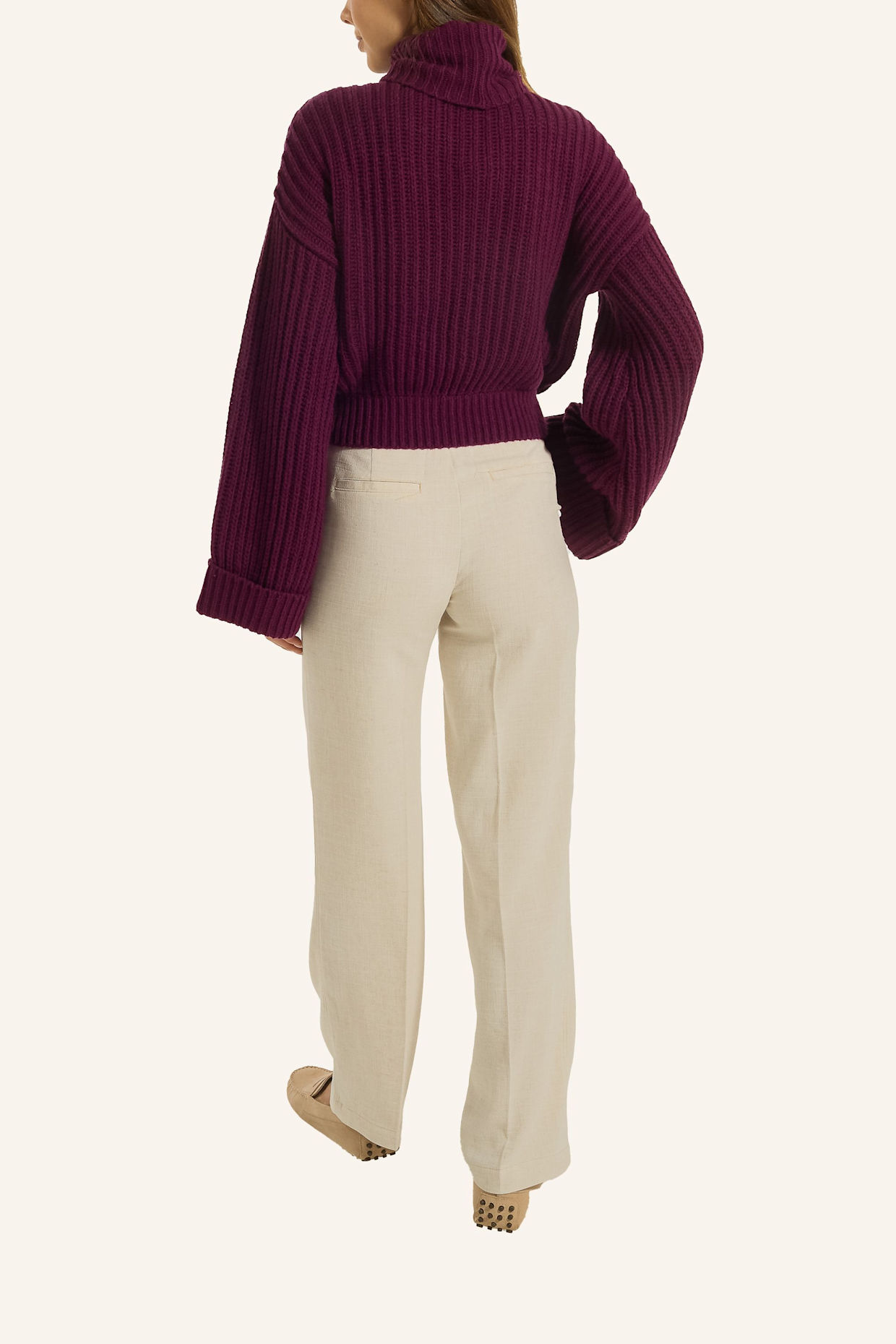 ADLYSH CROP PULLOVER MIT WOLLE: ROT