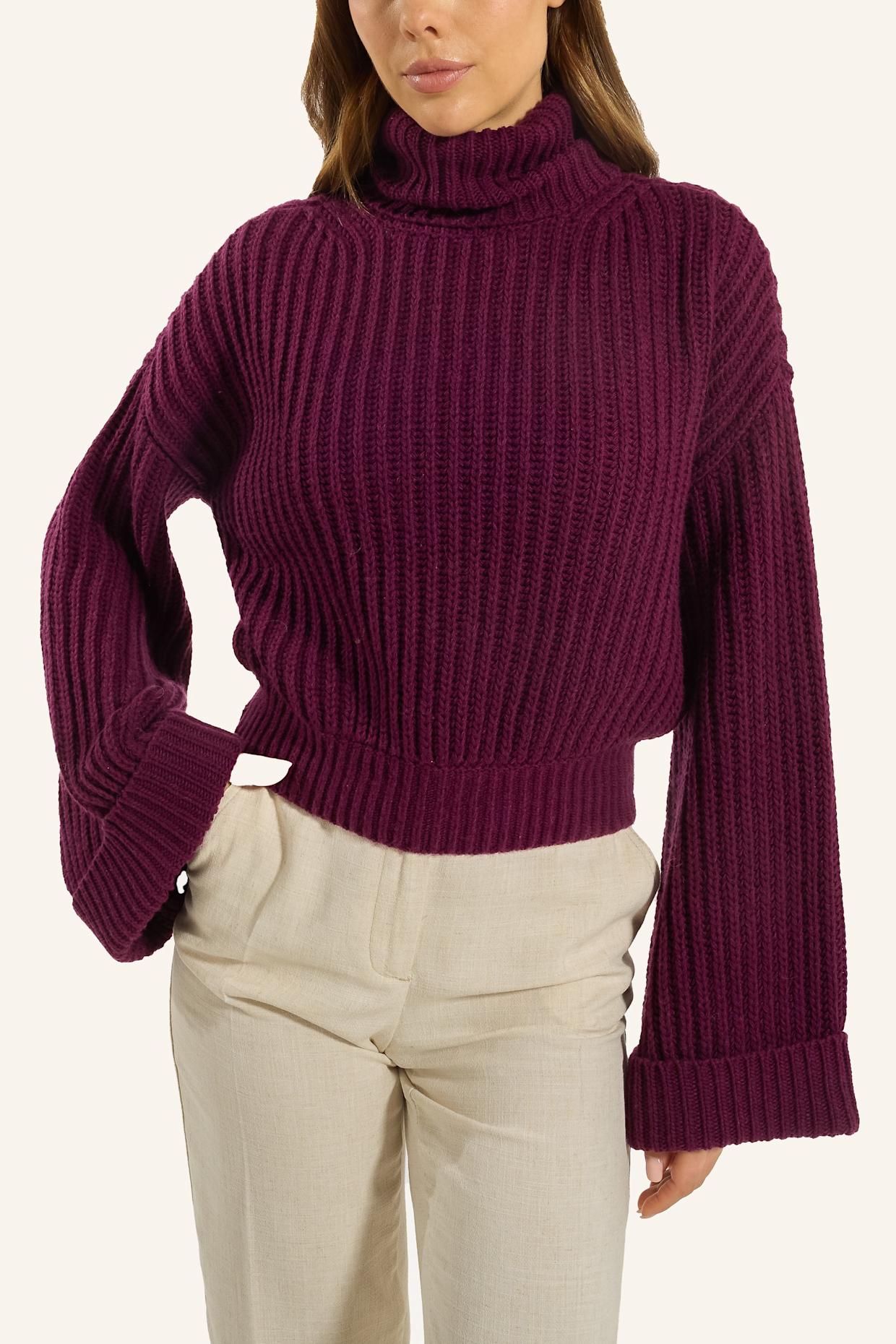 ADLYSH CROP PULLOVER MIT WOLLE: ROT