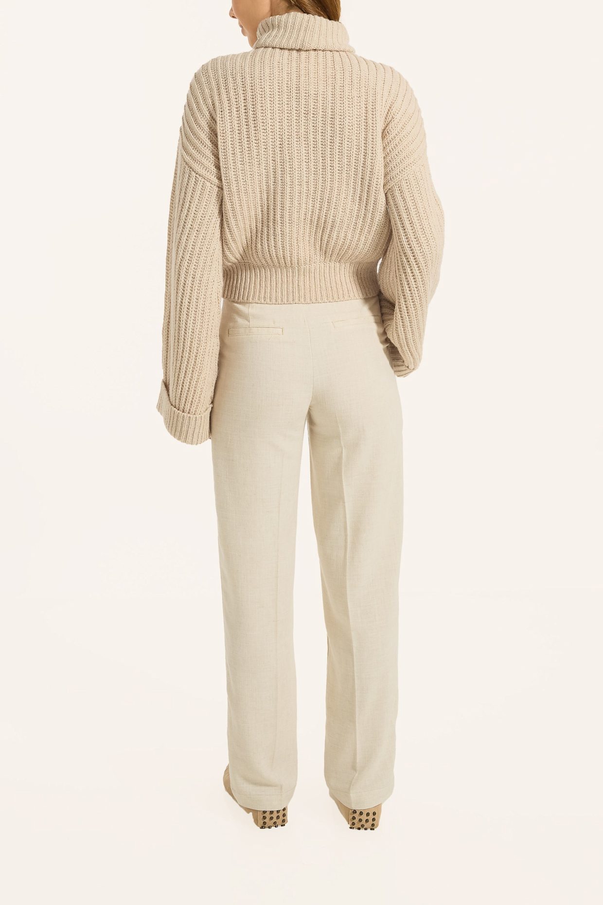 ADLYSH CROP PULLOVER MIT WOLLE: BEIGE