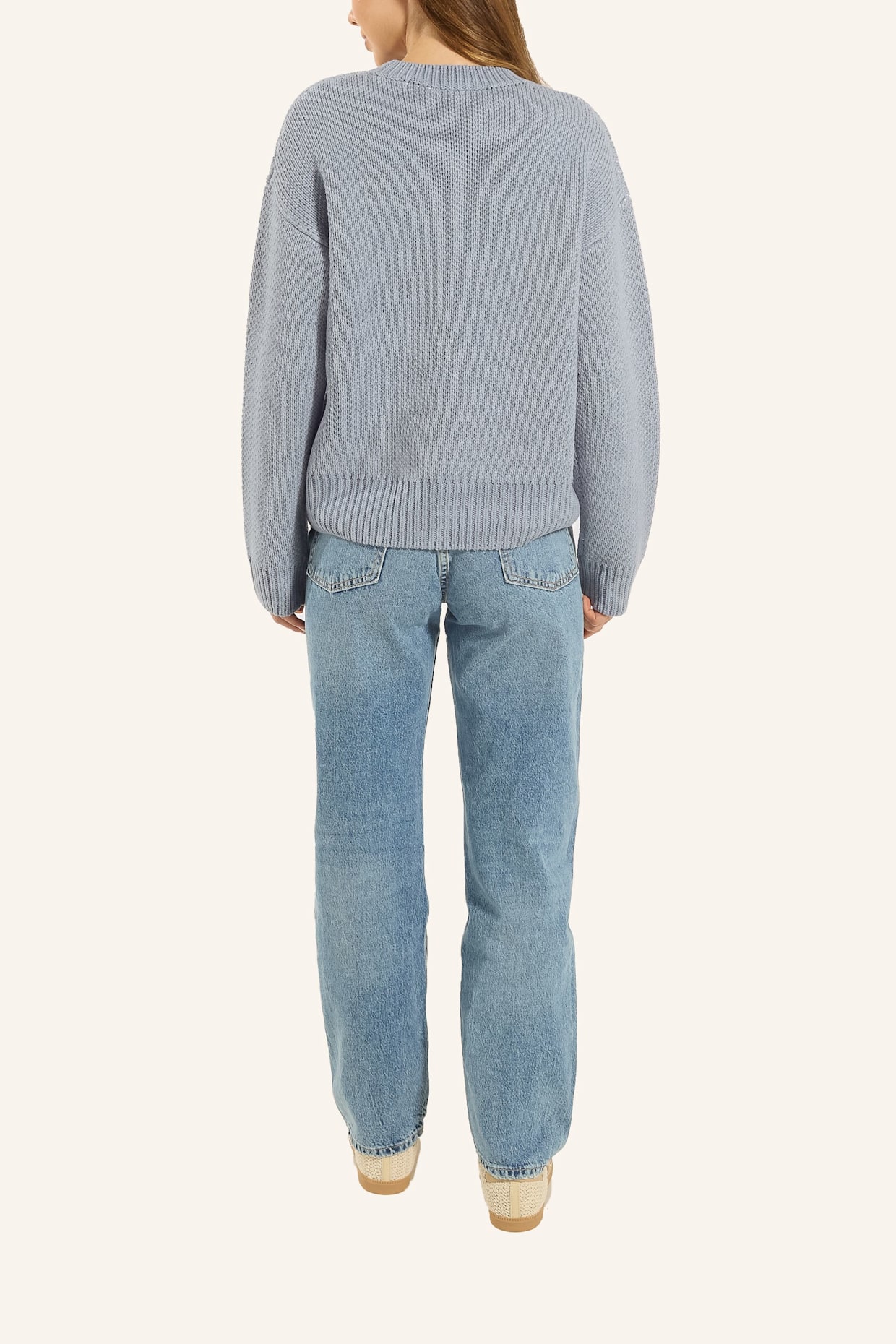 ADLYSH STRICKPULLOVER MIT APRÉS SCHRIFTZUG: BLAU