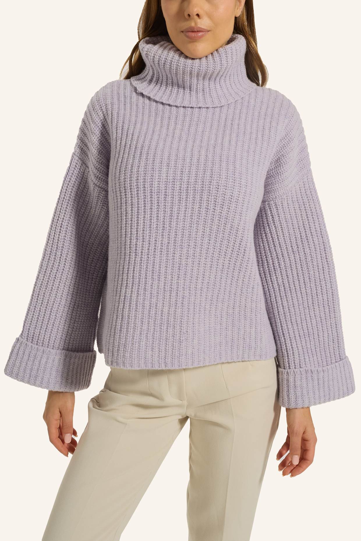 ADLYSH Pullover WOLLPULLOVER MIT ROLLKRAGEN: LILA