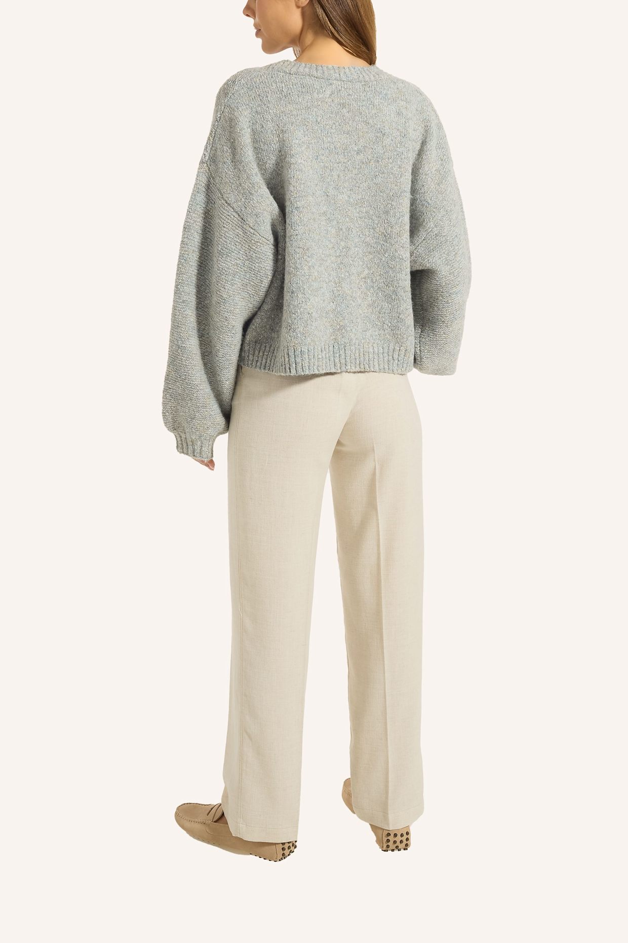 ADLYSH OVERSIZED CARDIGAN MIT WOLLE: GRAU