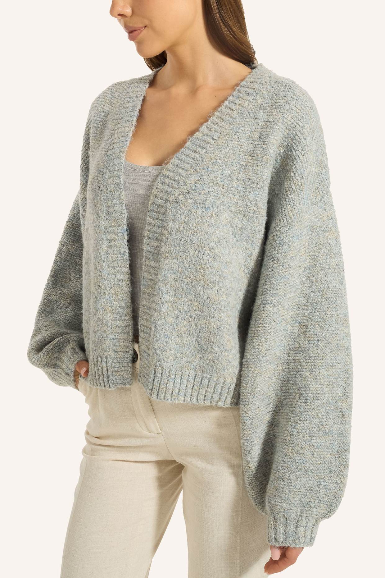 ADLYSH OVERSIZED CARDIGAN MIT WOLLE: GRAU